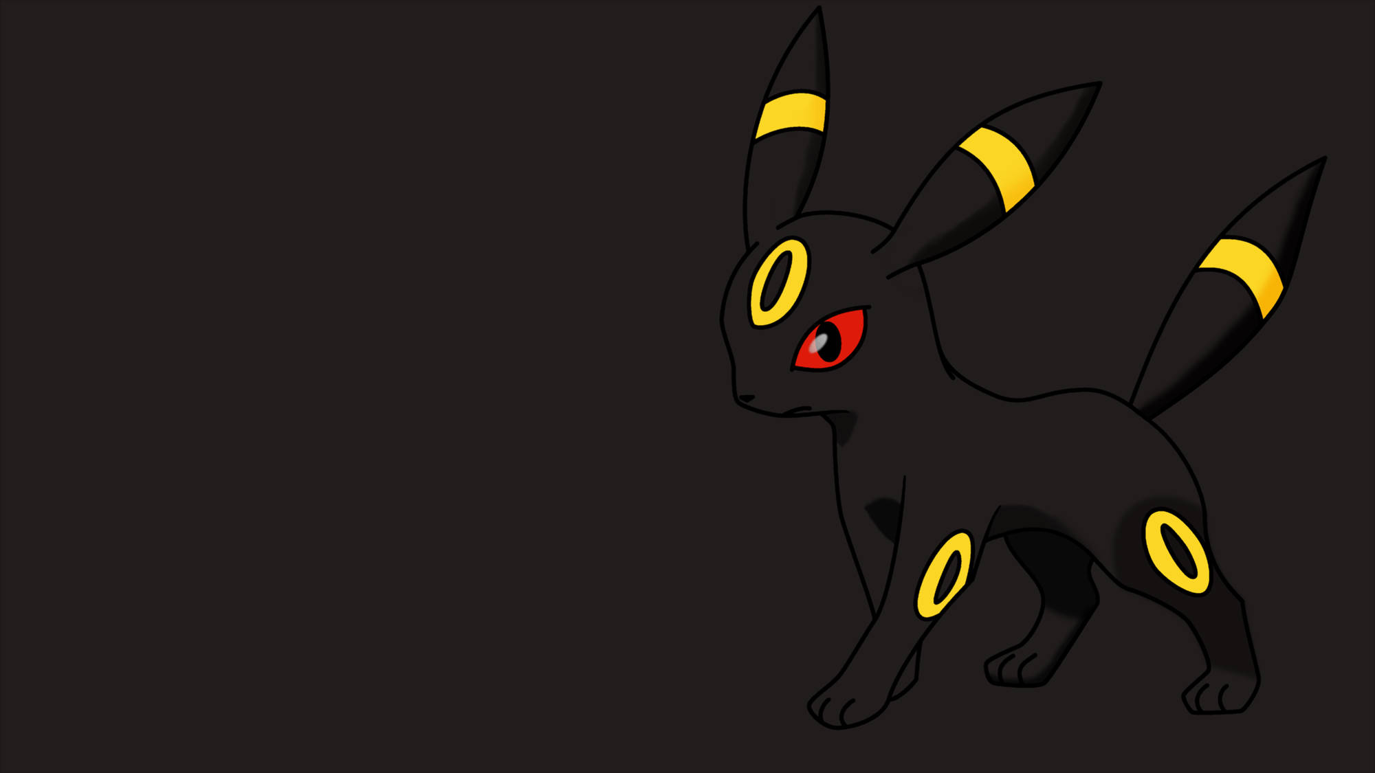 Umbreon, black, glowing yellow rings, Full HD Desktop Wallpaper