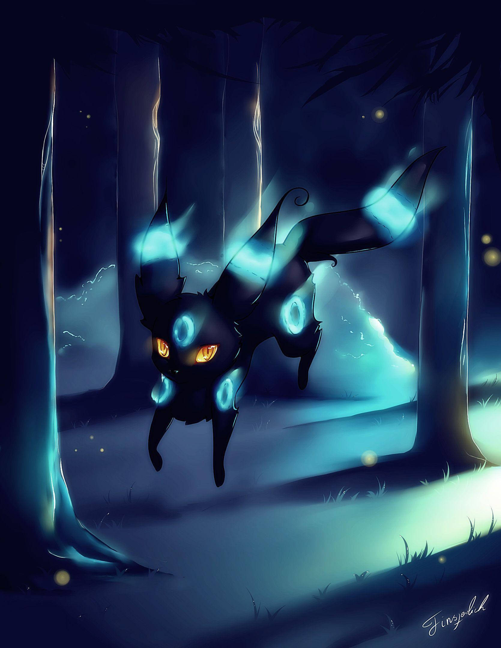 Umbreon, dark forest, night, Full HD Phone Wallpaper