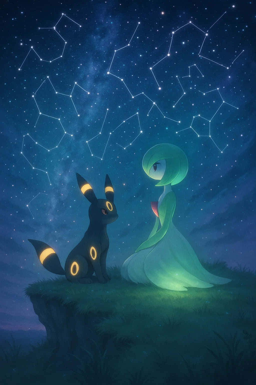Umbreon, glowing yellow rings, glowing green Pokémon, HD Phone Wallpaper