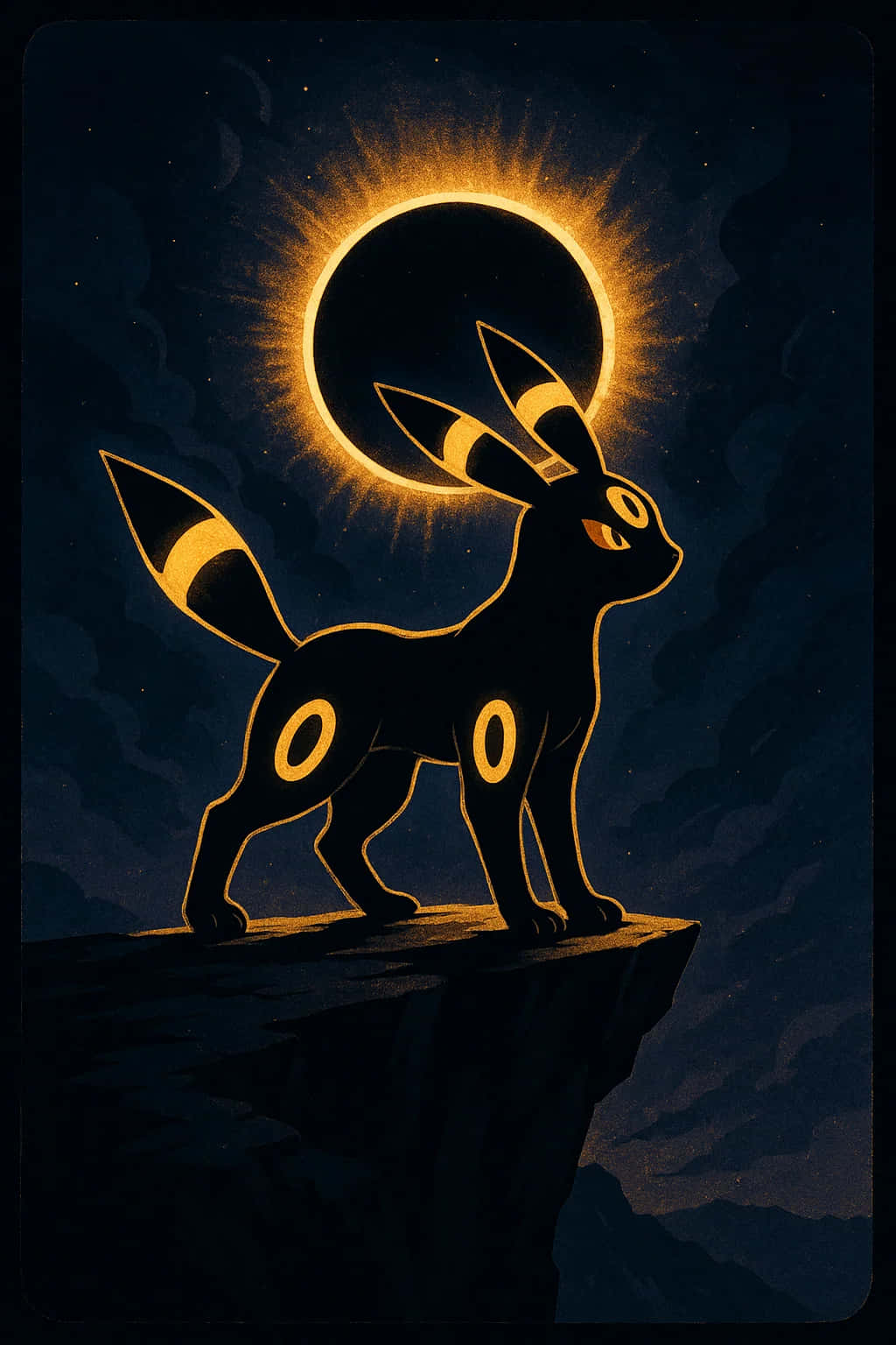 Umbreon, solar eclipse, glowing golden light, HD Phone Wallpaper