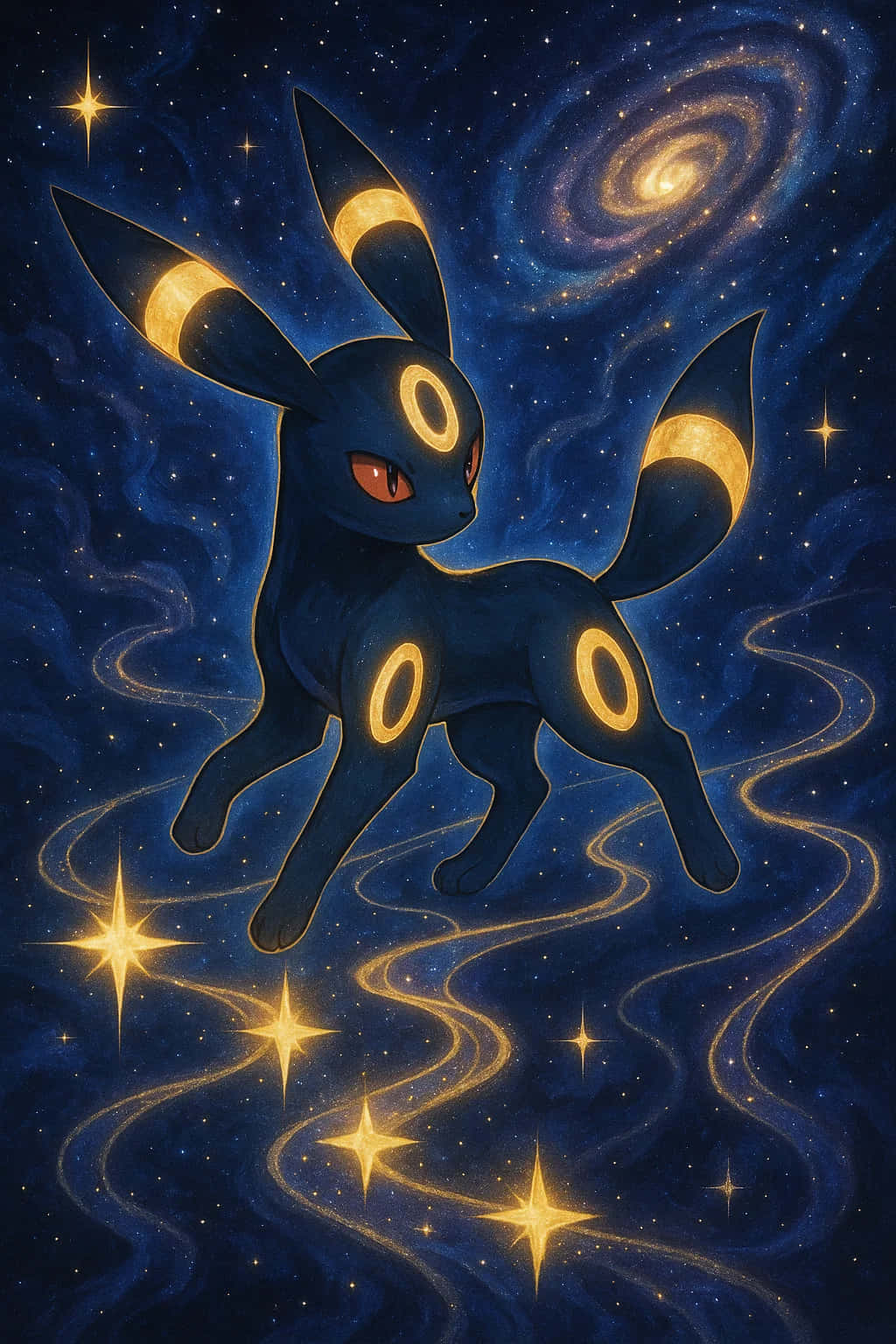 Umbreon, 4K HD, starry night sky, HD Phone Wallpaper