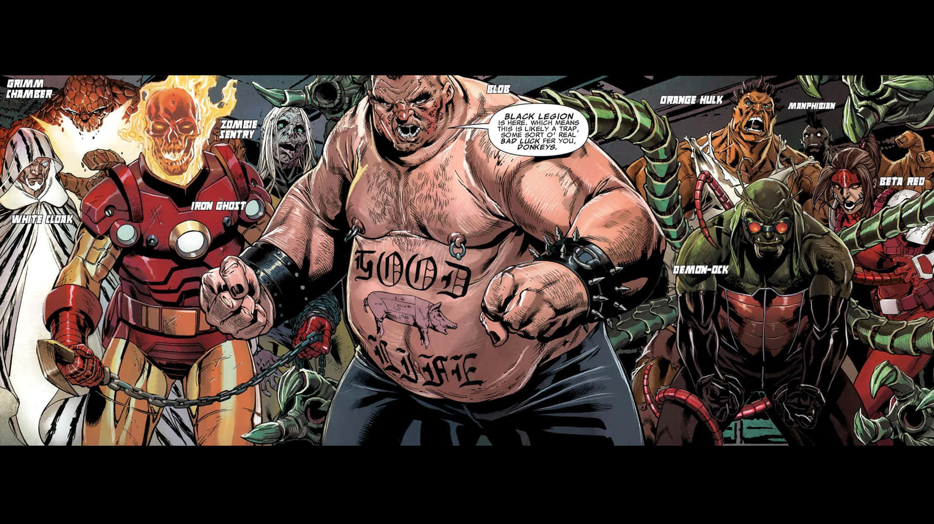 Uncanny X-Men, muscular villain, pig tattoo, Full HD Desktop Wallpaper