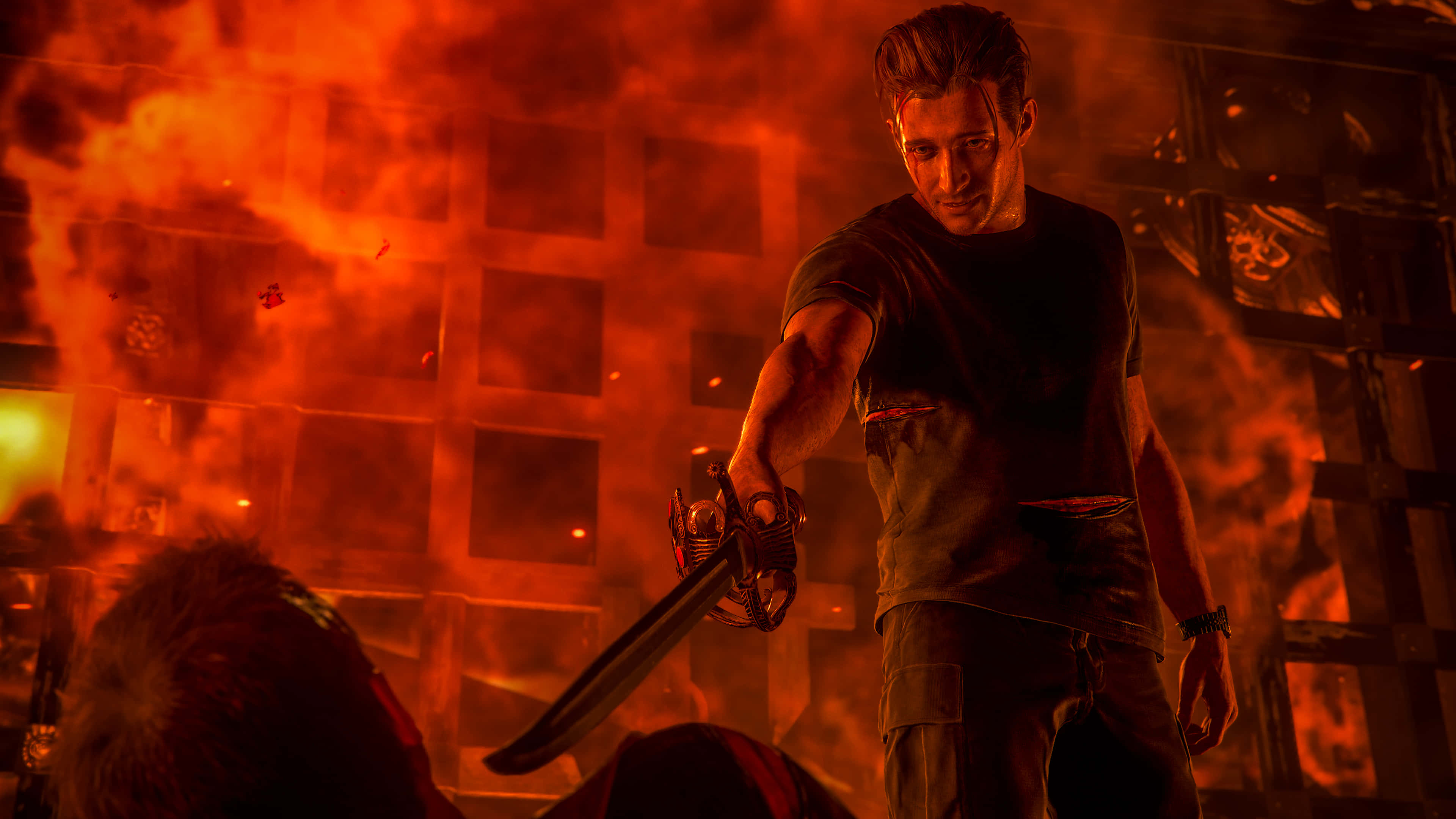 Uncharted 4, sword, fire, 4K Desktop Wallpaper