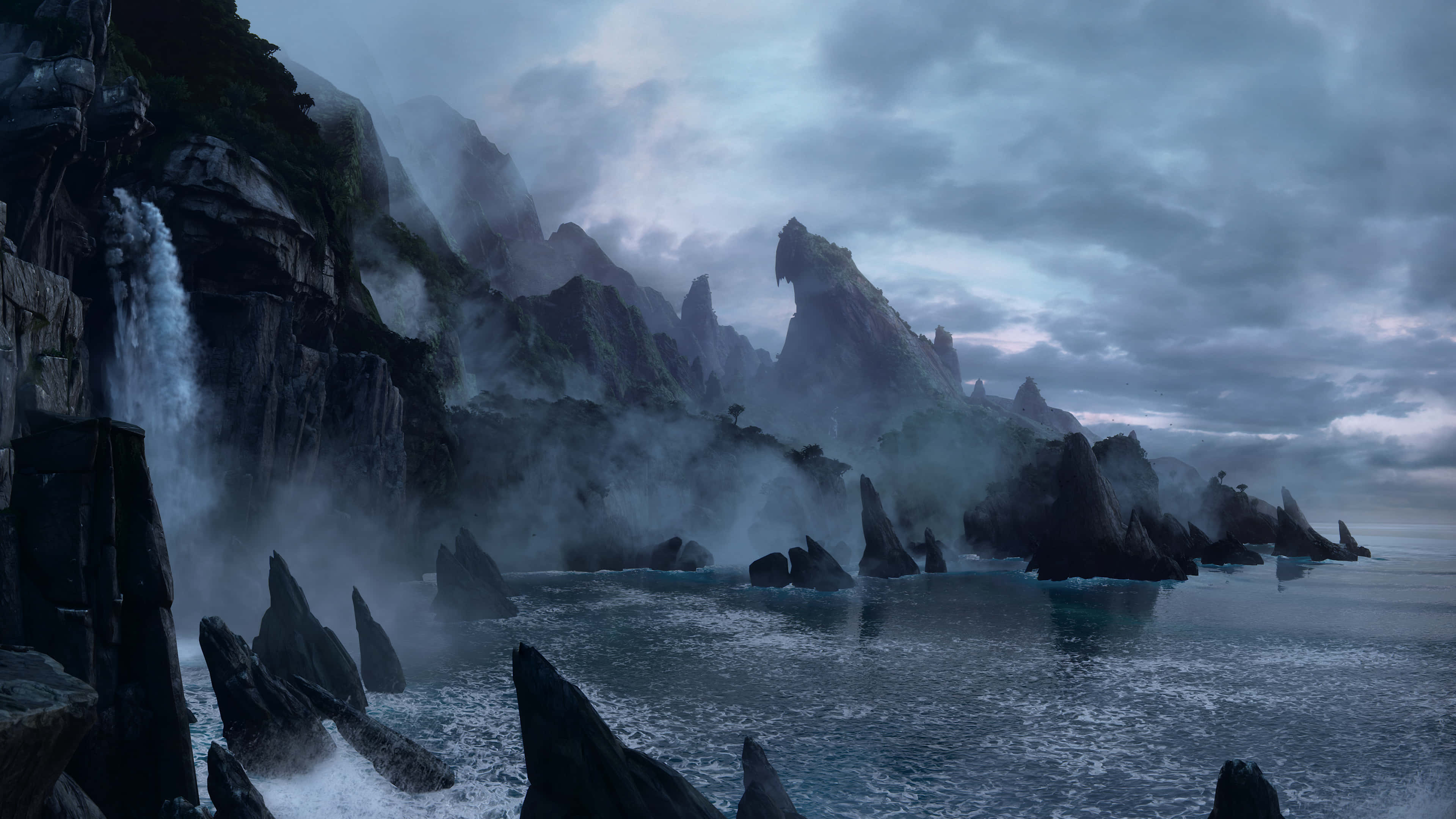 Uncharted 4, stormy gray sky, turbulent ocean, 4K Desktop Wallpaper