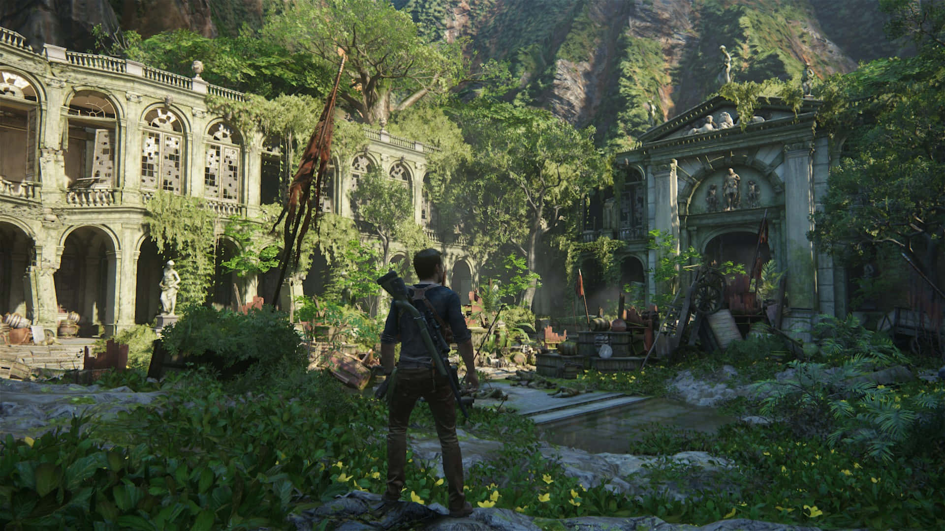 Uncharted 4, jungle, ancient stone ruins, Full HD Desktop Wallpaper
