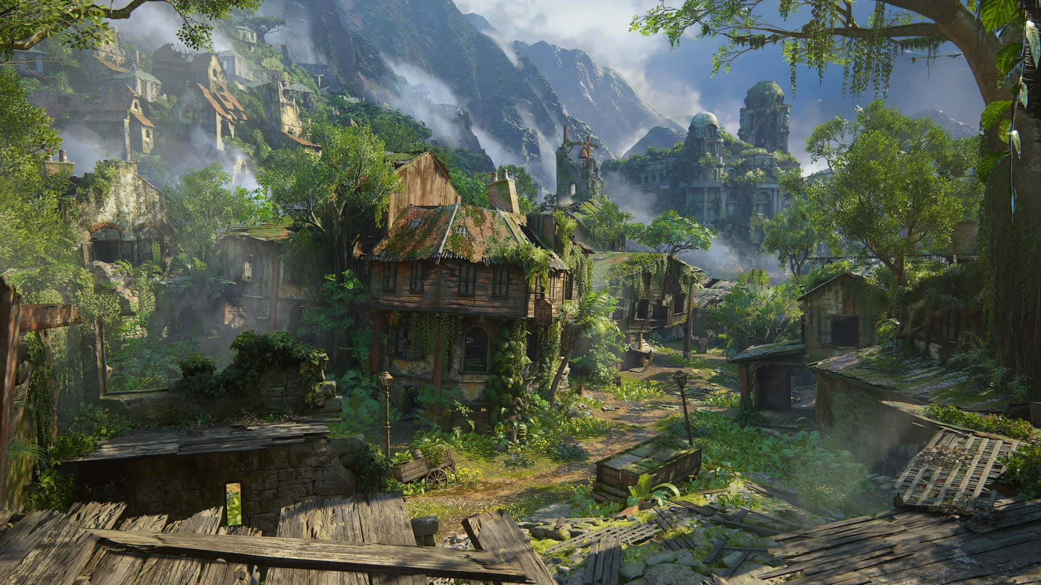 Uncharted 4, village, trees, Full HD Desktop Wallpaper