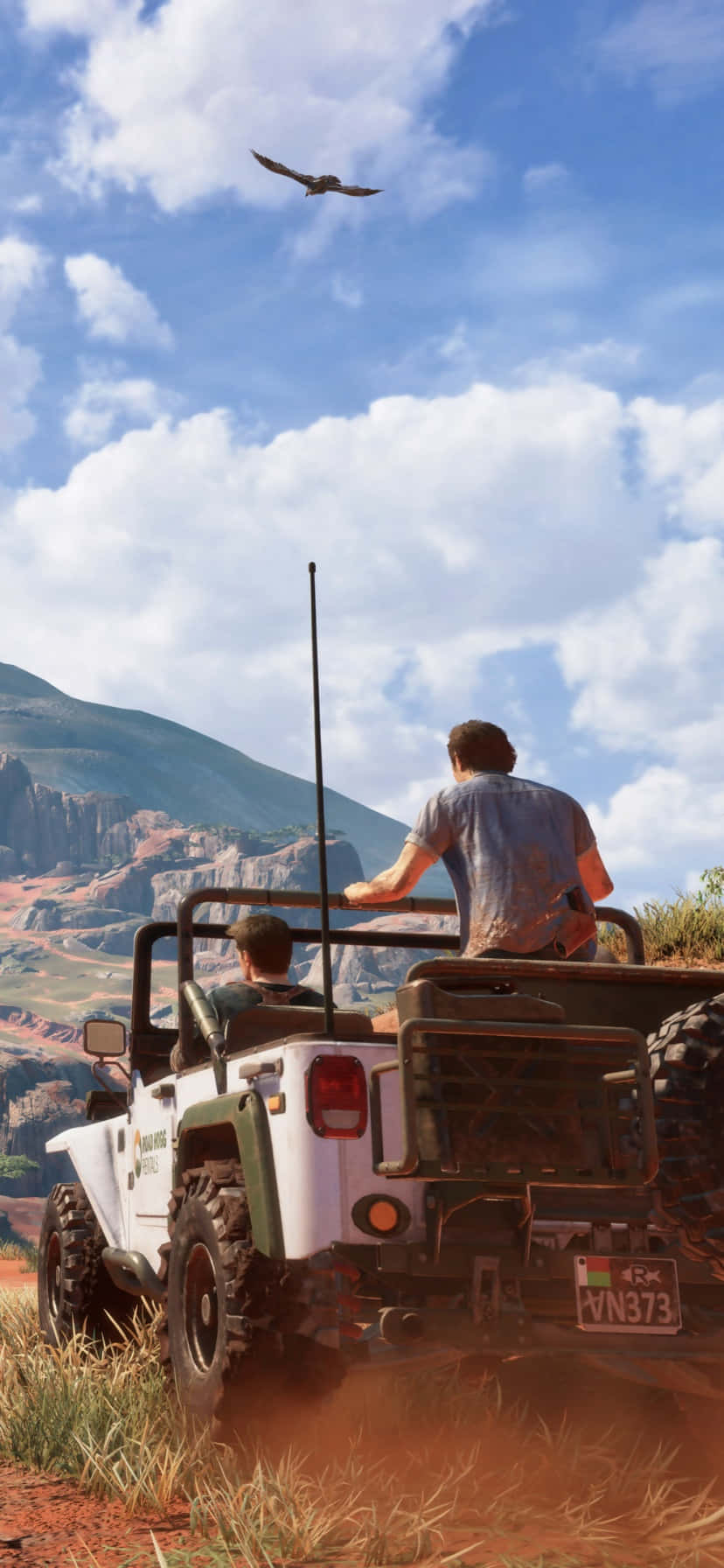 Uncharted 4, white off-road jeep, rugged desert canyon, HD Phone Wallpaper