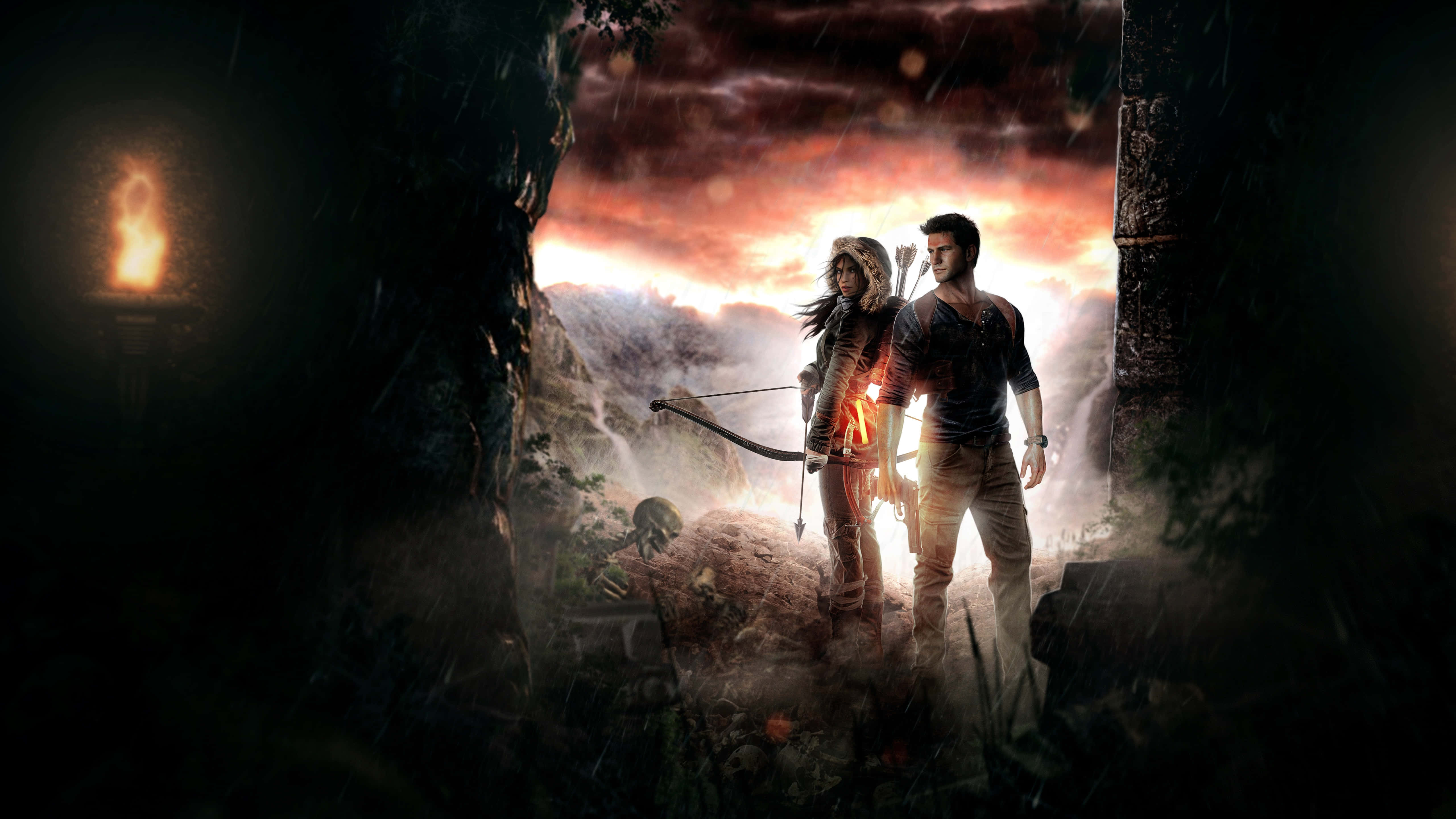 Uncharted 4, sunset, dark forest, 5K Desktop Wallpaper