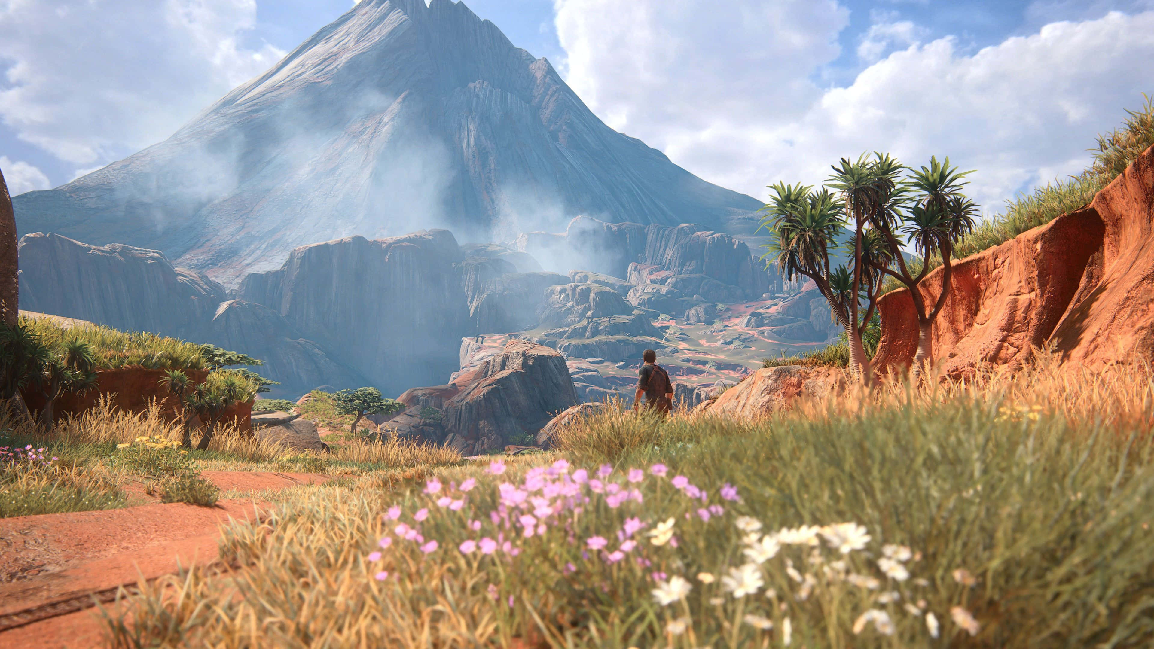 Uncharted 4, mountain peak, bright sky, 4K Desktop Wallpaper