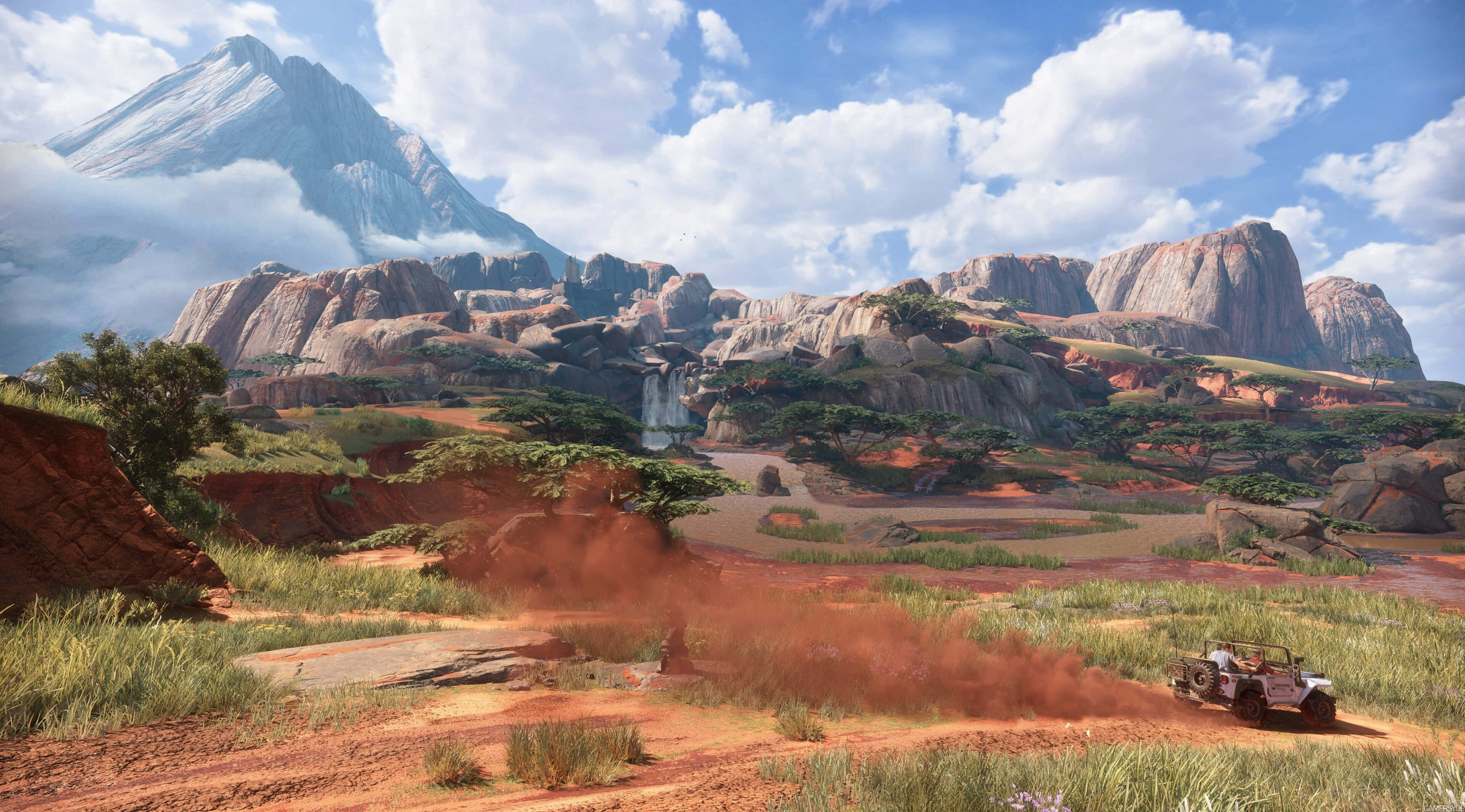 Uncharted 4, desert valley, towering rock formations, 4K Desktop Wallpaper