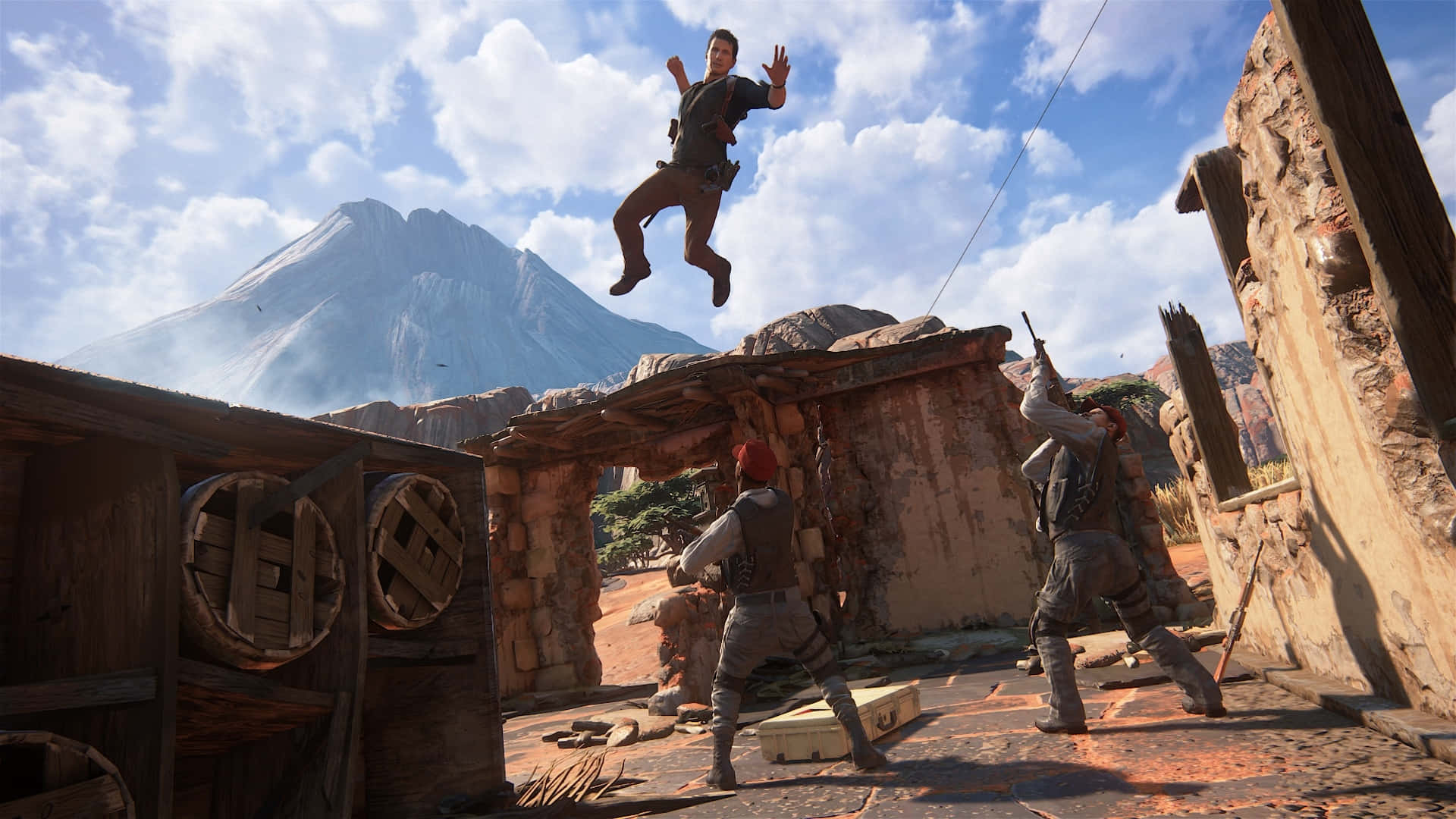 Uncharted 4, desert outpost, armed foes, Full HD Desktop Wallpaper
