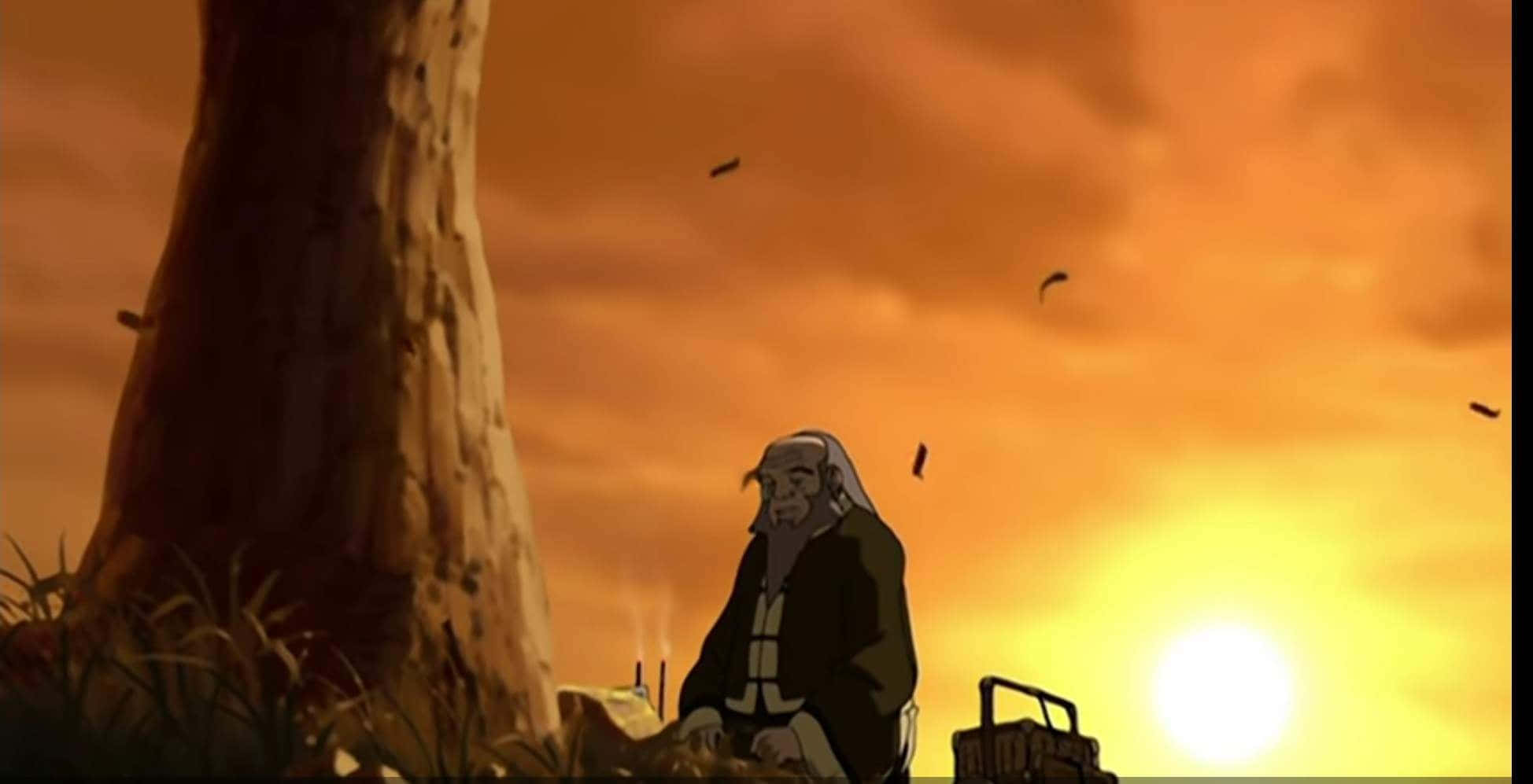 Uncle Iroh, sunset, fiery orange and yellow hues, Full HD Desktop Wallpaper
