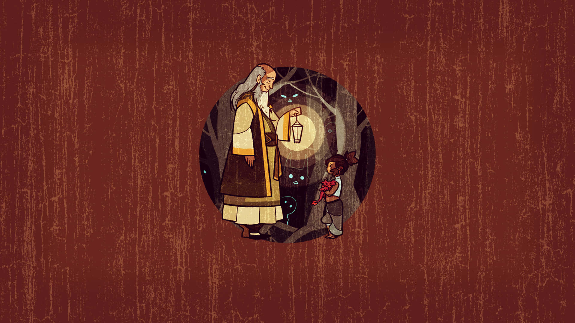Uncle Iroh, lantern, mystical forest, Full HD Desktop Wallpaper