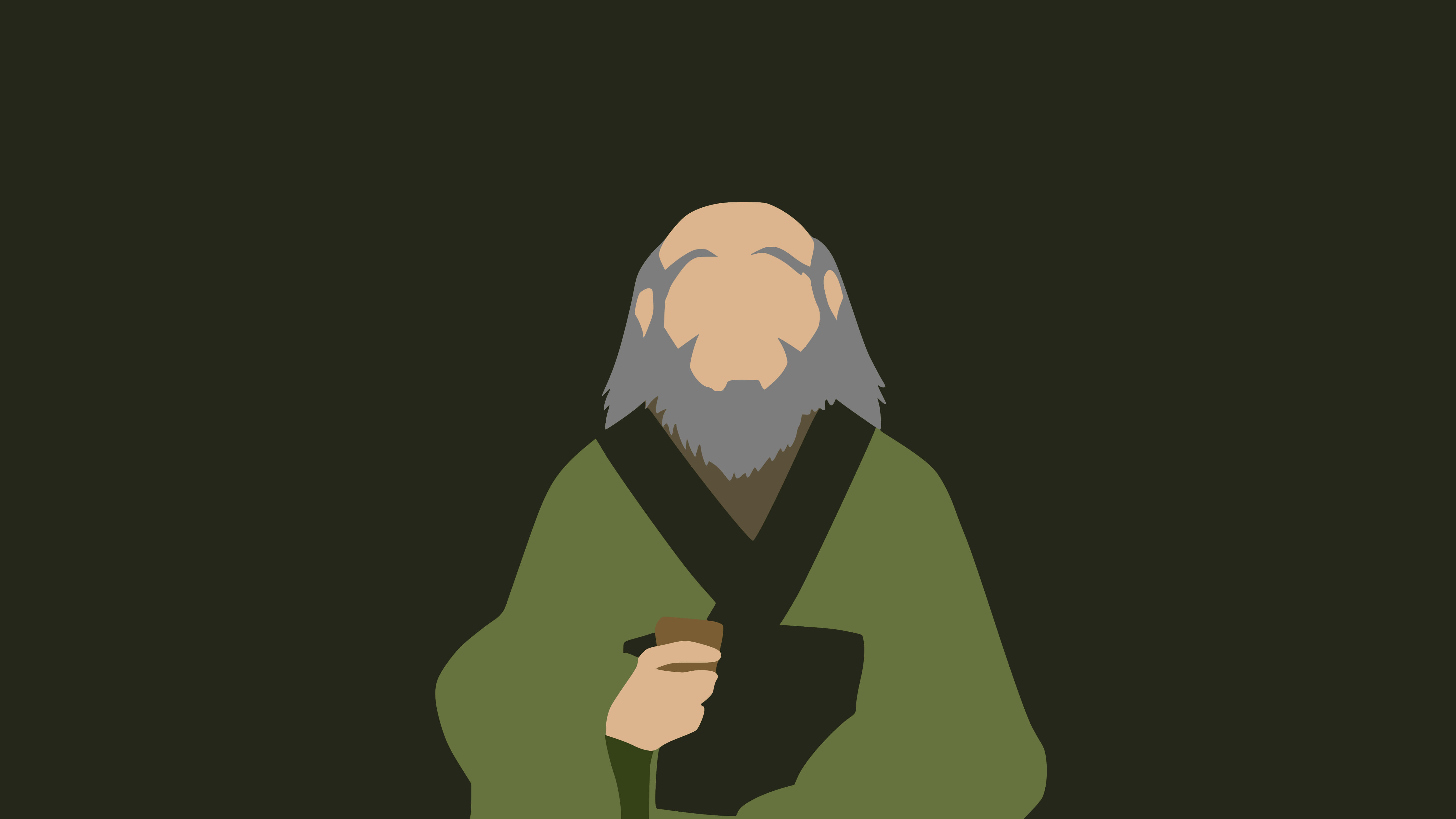 Uncle Iroh, gray beard, green robe, 5K Desktop Wallpaper