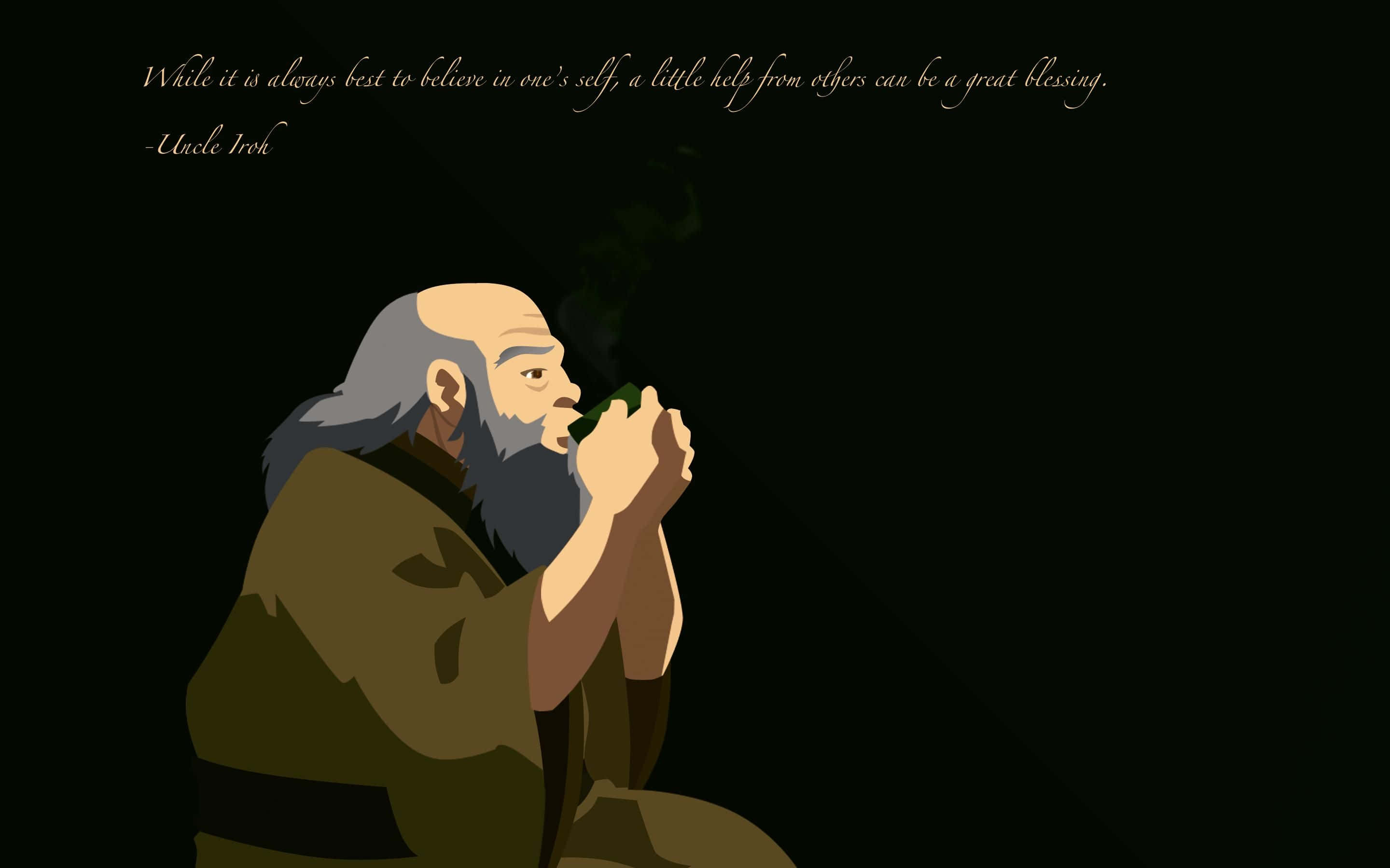 Uncle Iroh, green robe, pipe, 2K Desktop Wallpaper