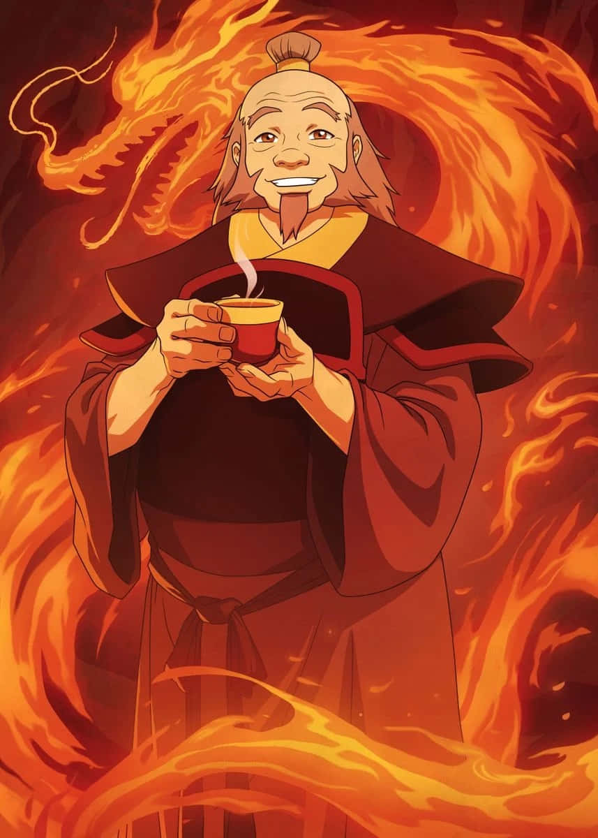 Uncle Iroh, elderly firebender, steaming cup, SD Phone Wallpaper