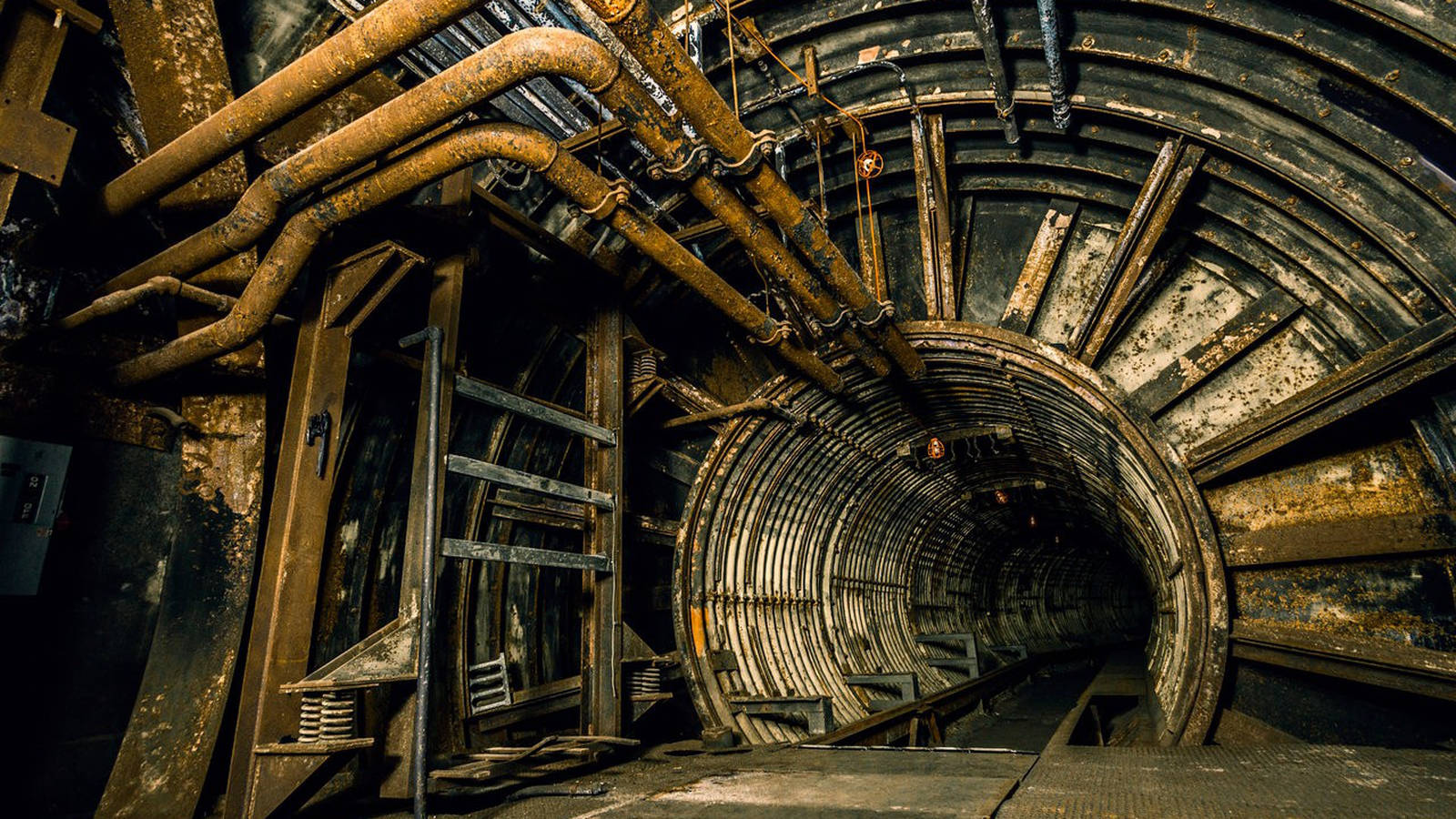 industrial pipe, underground tunnel, rusted pipes, HD Desktop Wallpaper