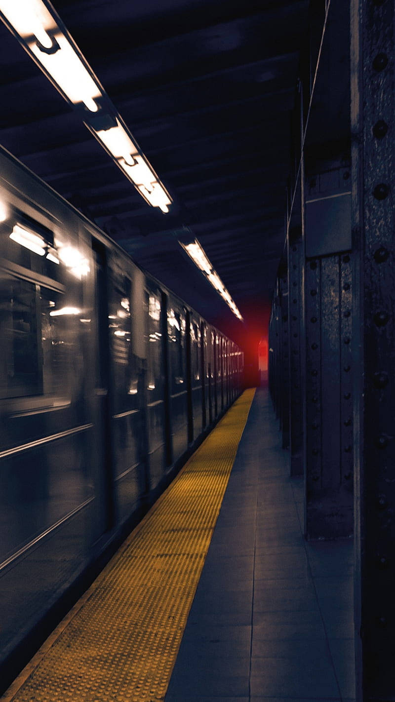 underground train station, subway train, dimly lit platform, HD Phone Wallpaper
