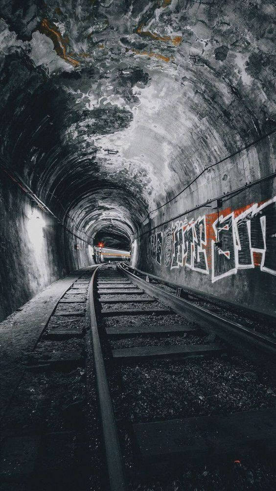 graffiti, underground train tunnel, railway tunnel, SD Phone Wallpaper