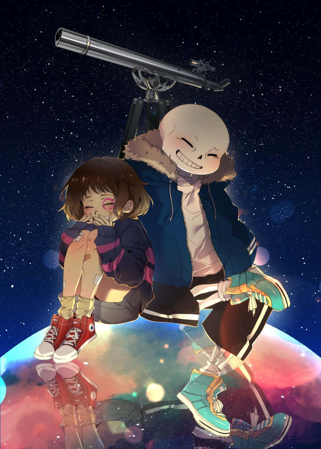 Undertale Phone, anime characters, colorful planet, HD Phone Wallpaper