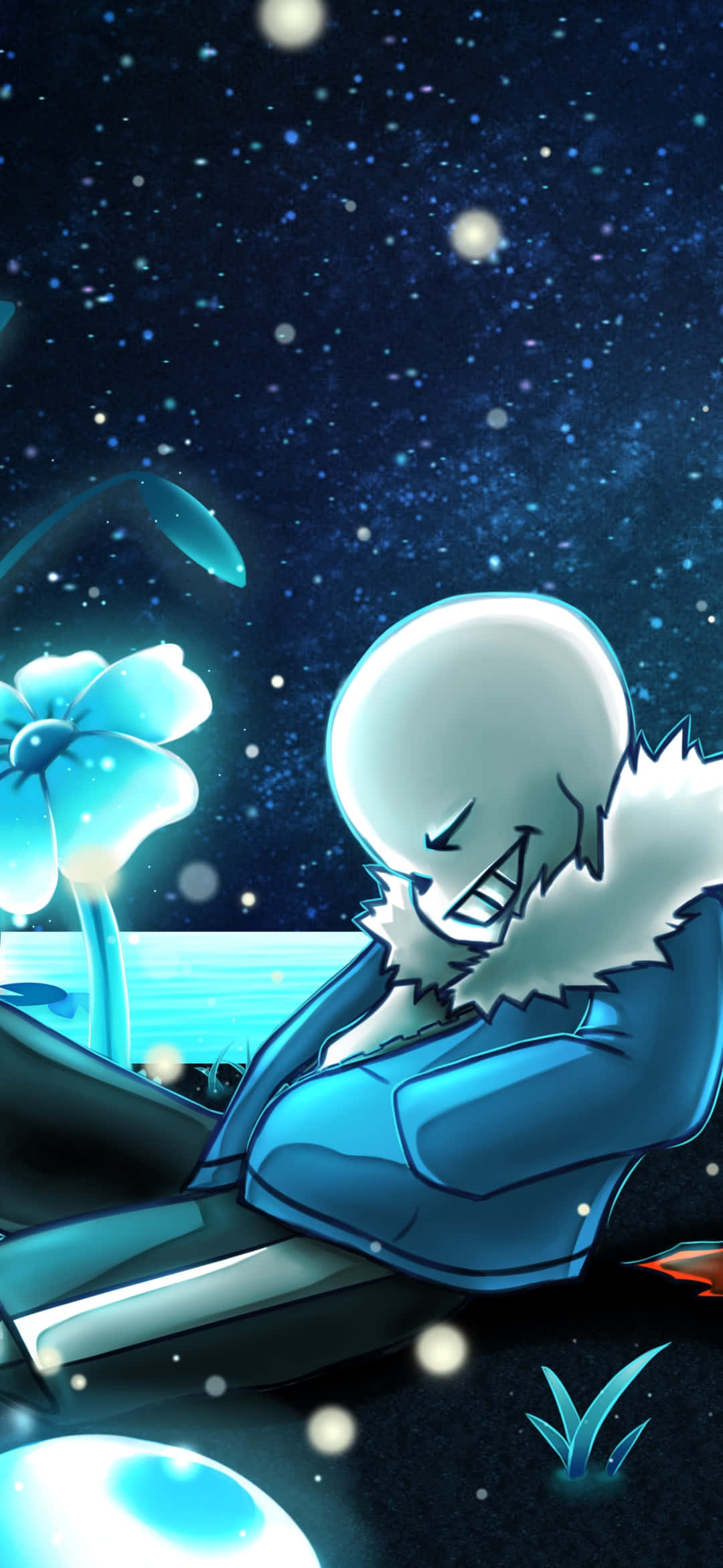 Undertale, 1080 x 2340, blue-skinned anime character, Full HD Phone Wallpaper