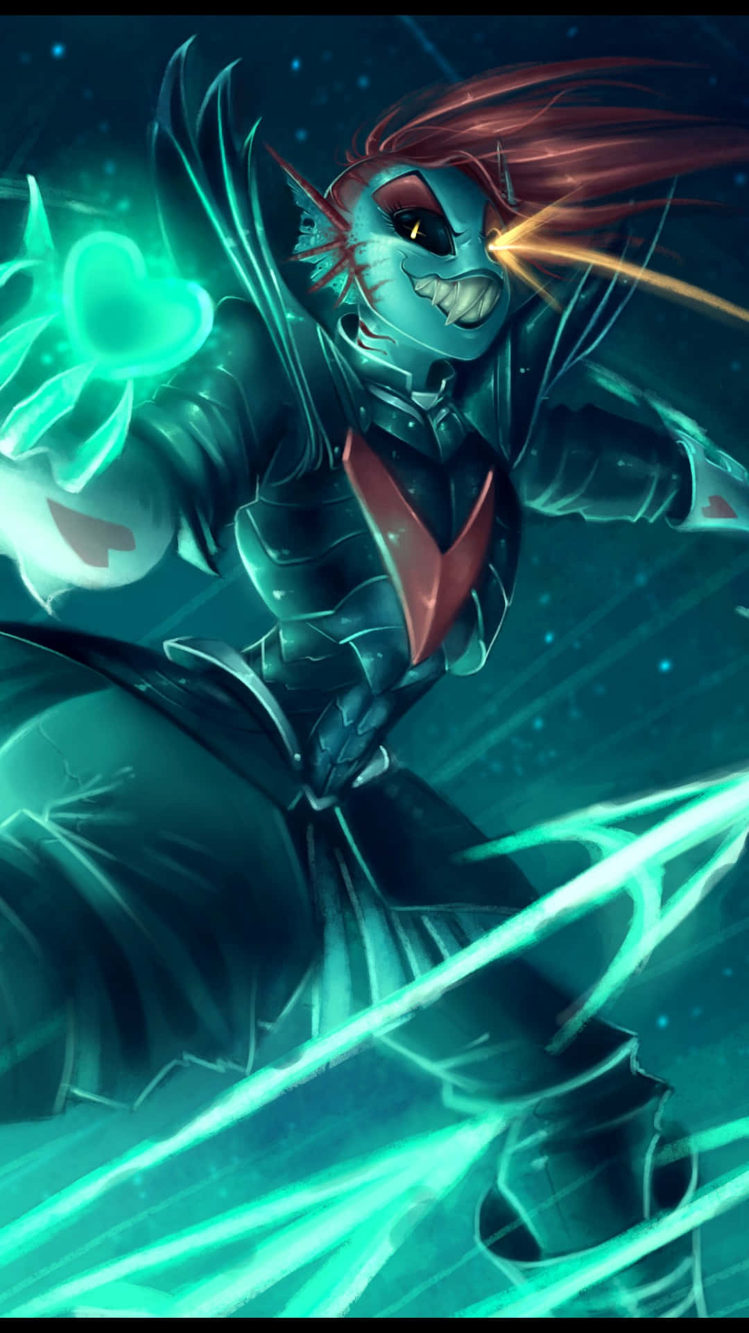 Undertale, 1080 x 1920, blue-skinned anime warrior, Full HD Phone Wallpaper