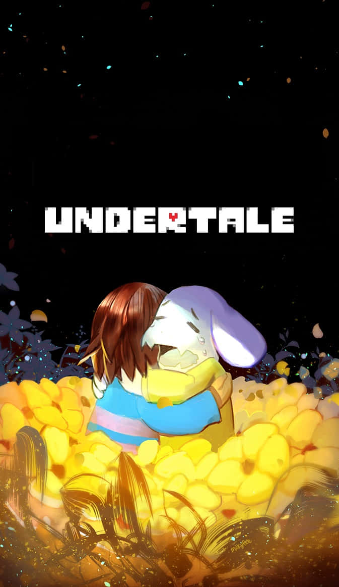 Undertale, phone screen, glowing yellow flowers, SD Phone Wallpaper