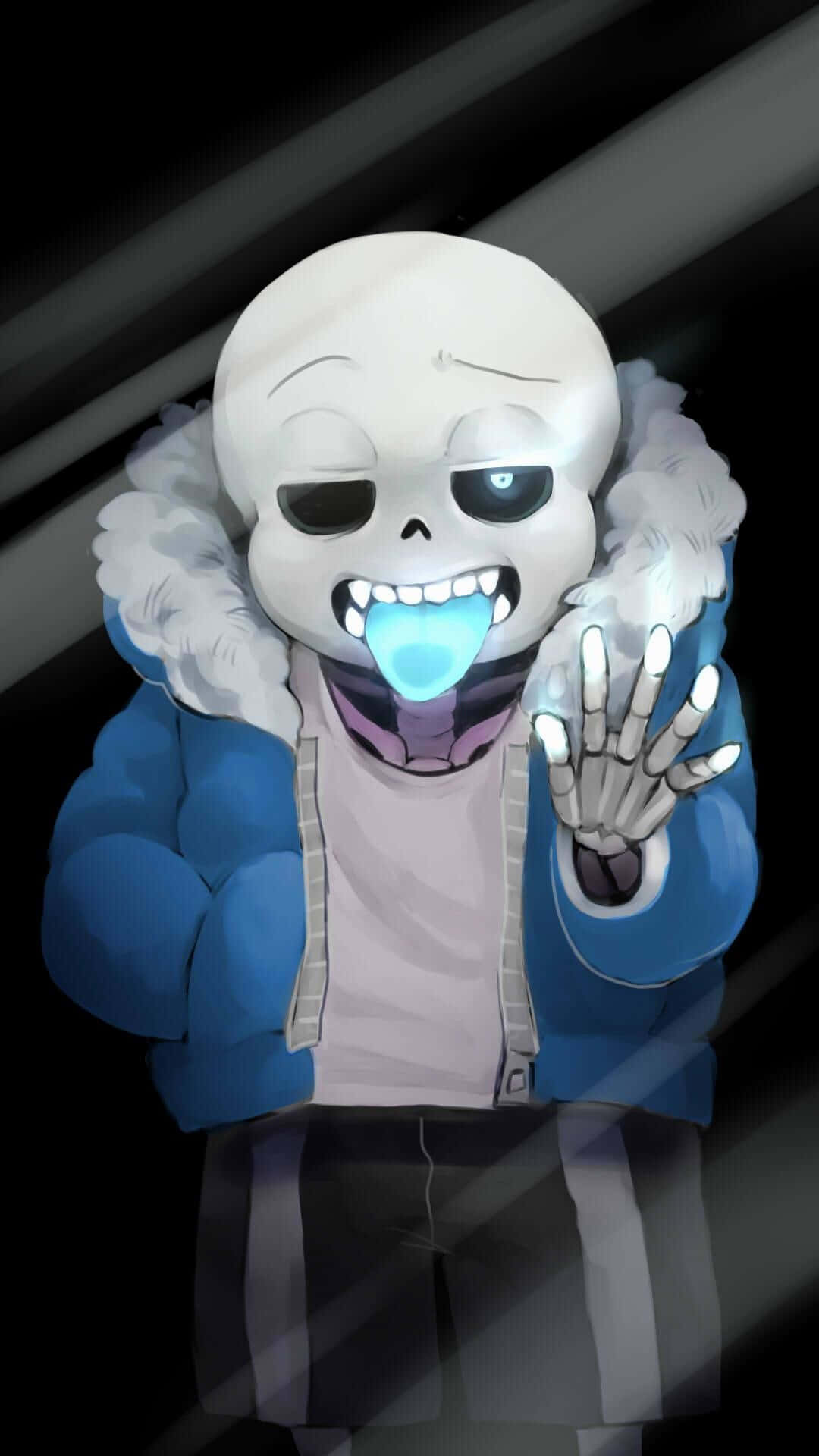 Undertale, cartoon skeleton, blue puffer jacket, Full HD Phone Wallpaper