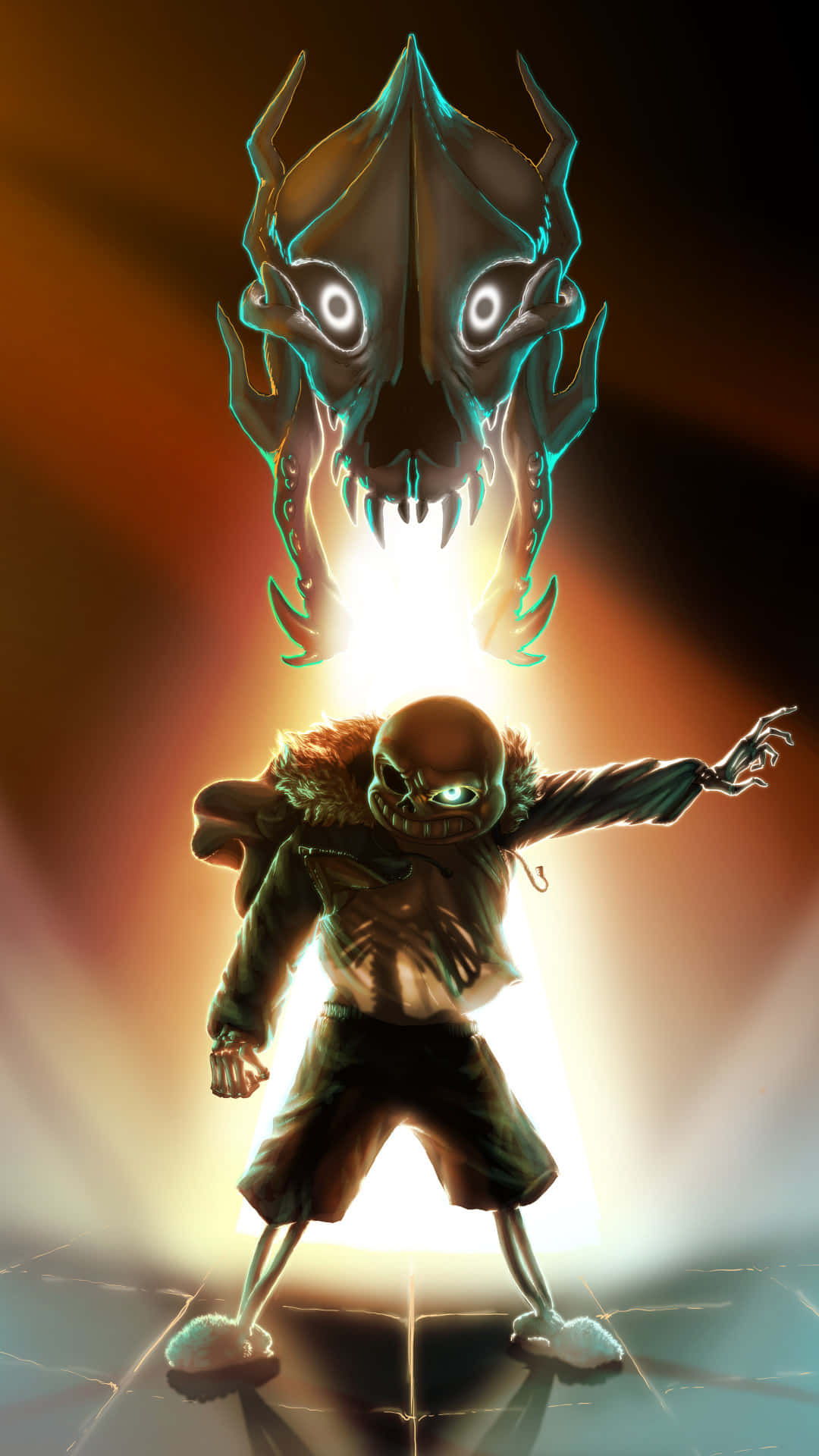 Undertale Phone, skeletal child, glowing eyes, Full HD Phone Wallpaper