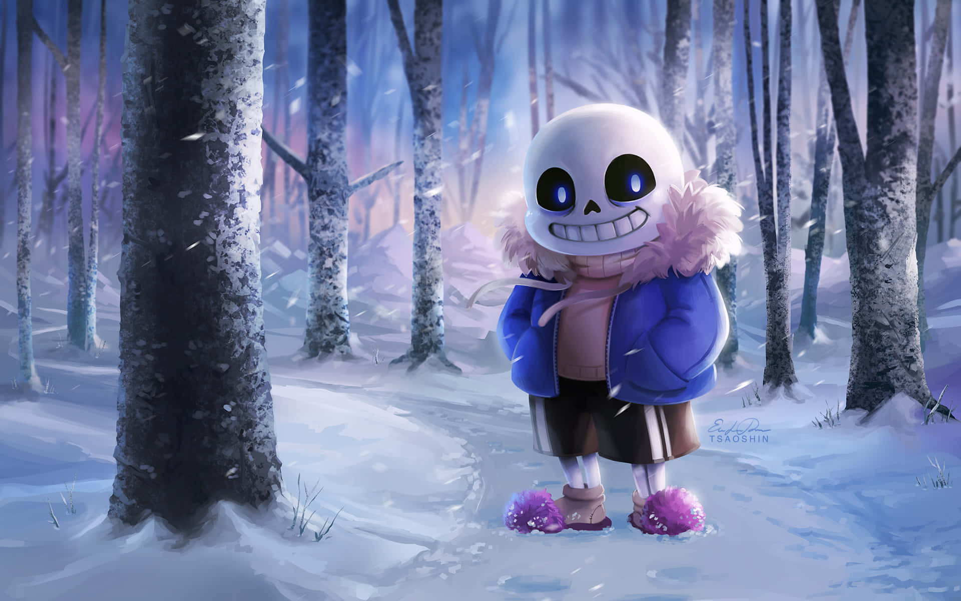 Sans, Undertale, blue winter coat, Full HD Desktop Wallpaper