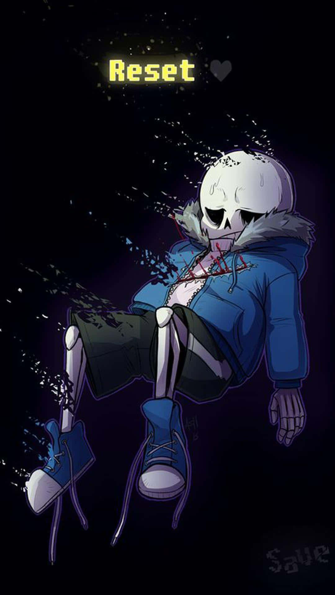 Undertale Sans, blue hoodie, glowing text, Full HD Phone Wallpaper