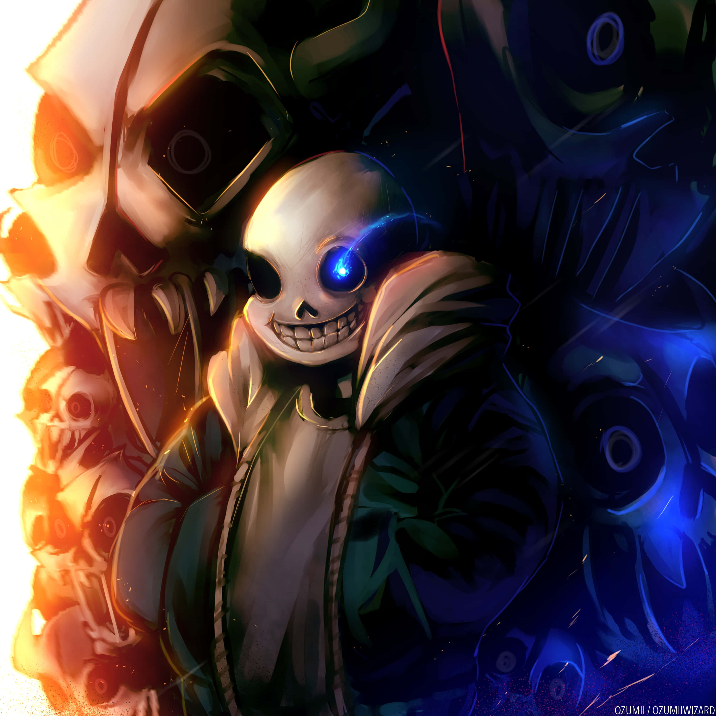 Undertale Sans, glowing blue eye, hoodie, 2K Desktop Wallpaper