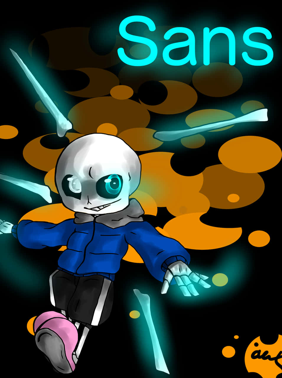 Undertale Sans, blue jacket, pink shoes, SD Phone Wallpaper