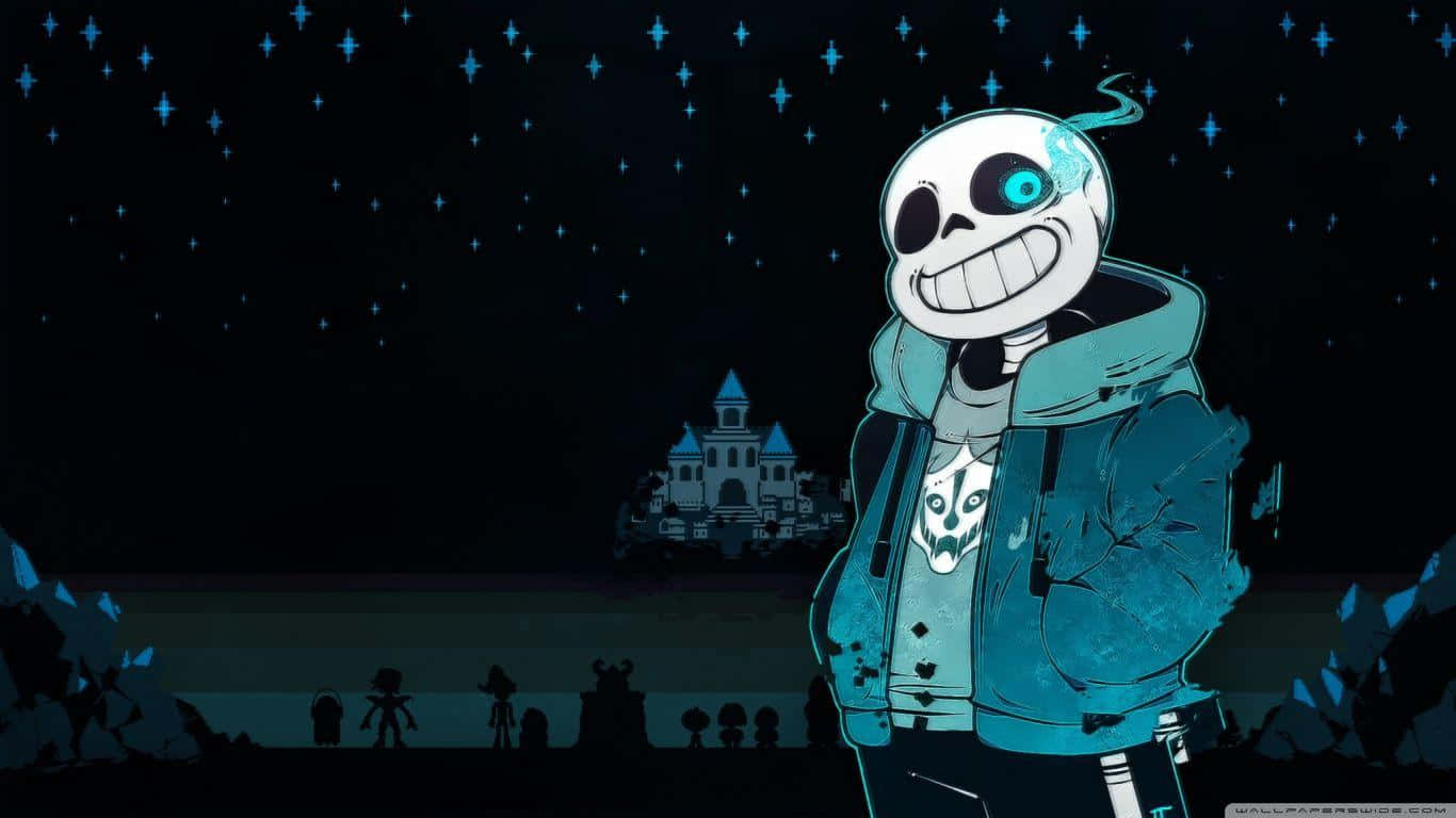 Undertale Sans, blue hoodie, starry night sky, HD Desktop Wallpaper