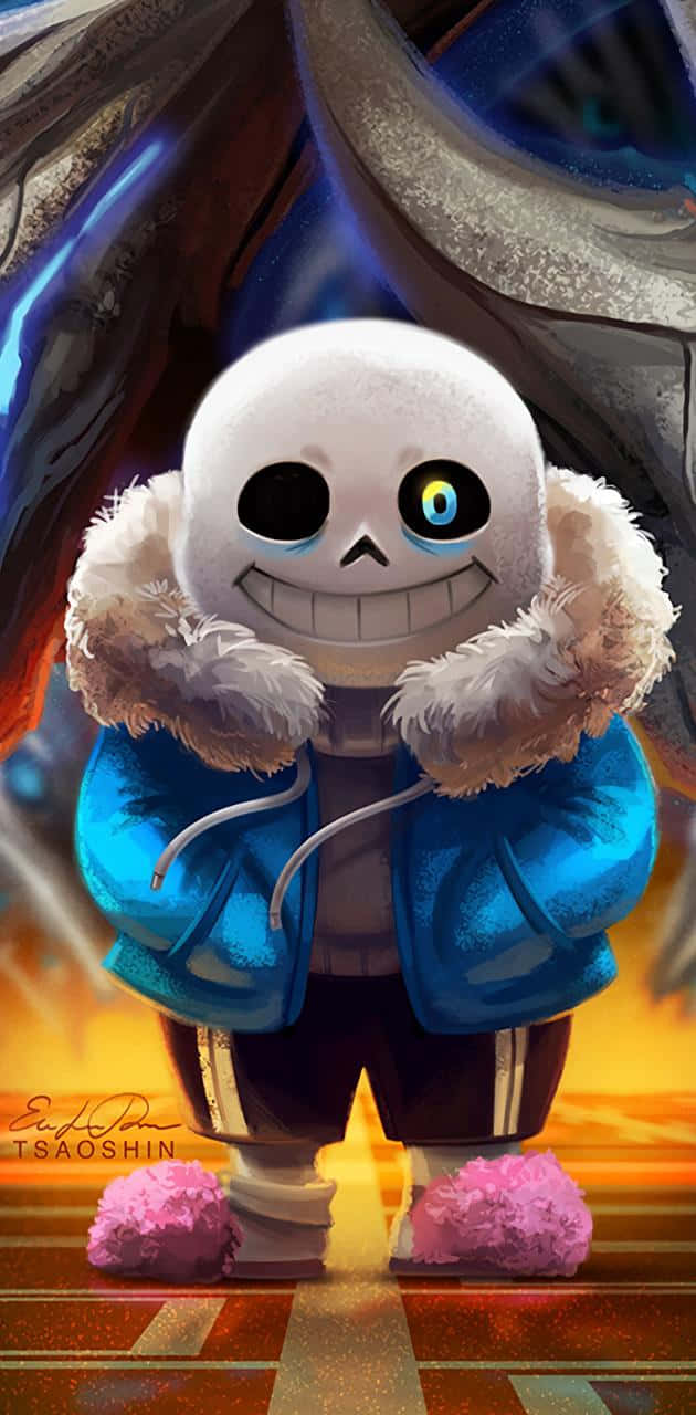 Undertale Sans, blue jacket, fluffy white hood, HD Phone Wallpaper