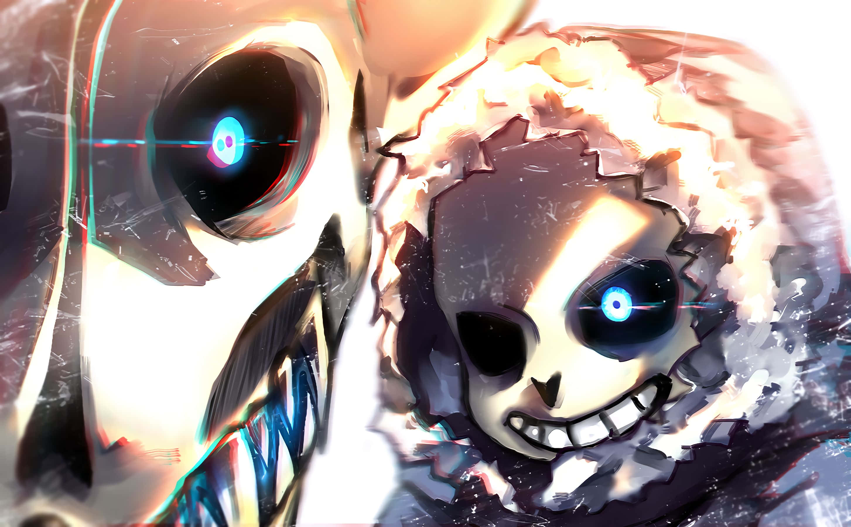 Sans, Undertale, glowing blue eyes, 2K Desktop Wallpaper