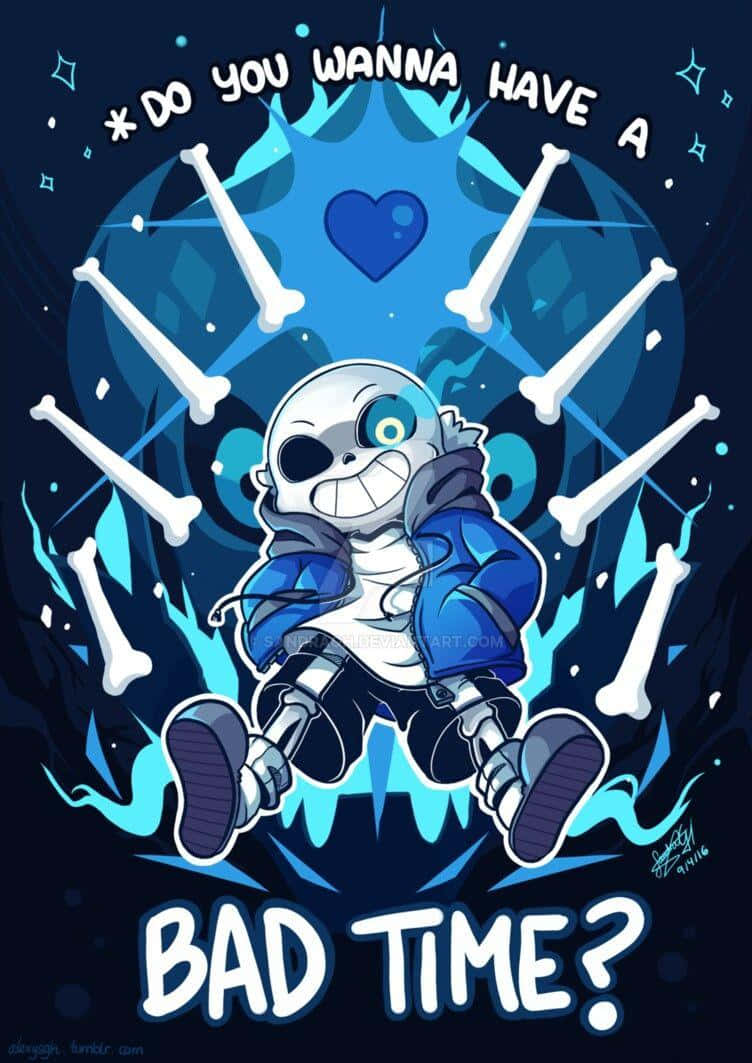 Undertale Sans, blue hoodie, glowing blue energy, SD Phone Wallpaper