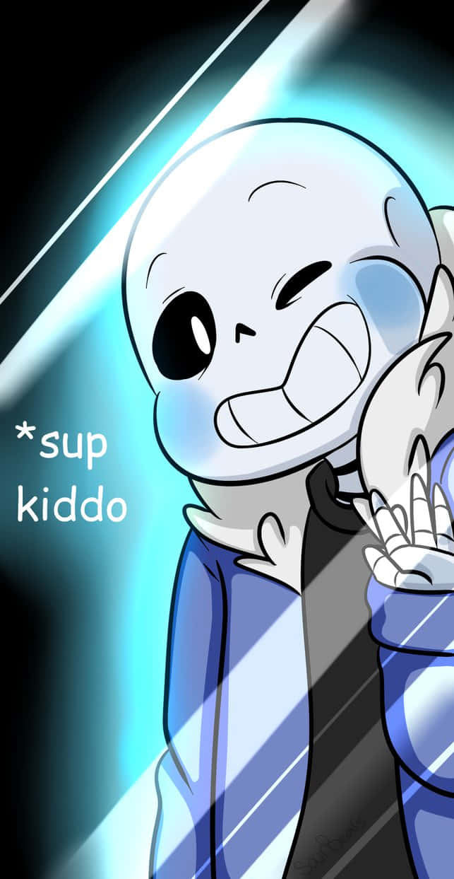 Undertale Sans, blue jacket, glowing blue light streak, SD Phone Wallpaper