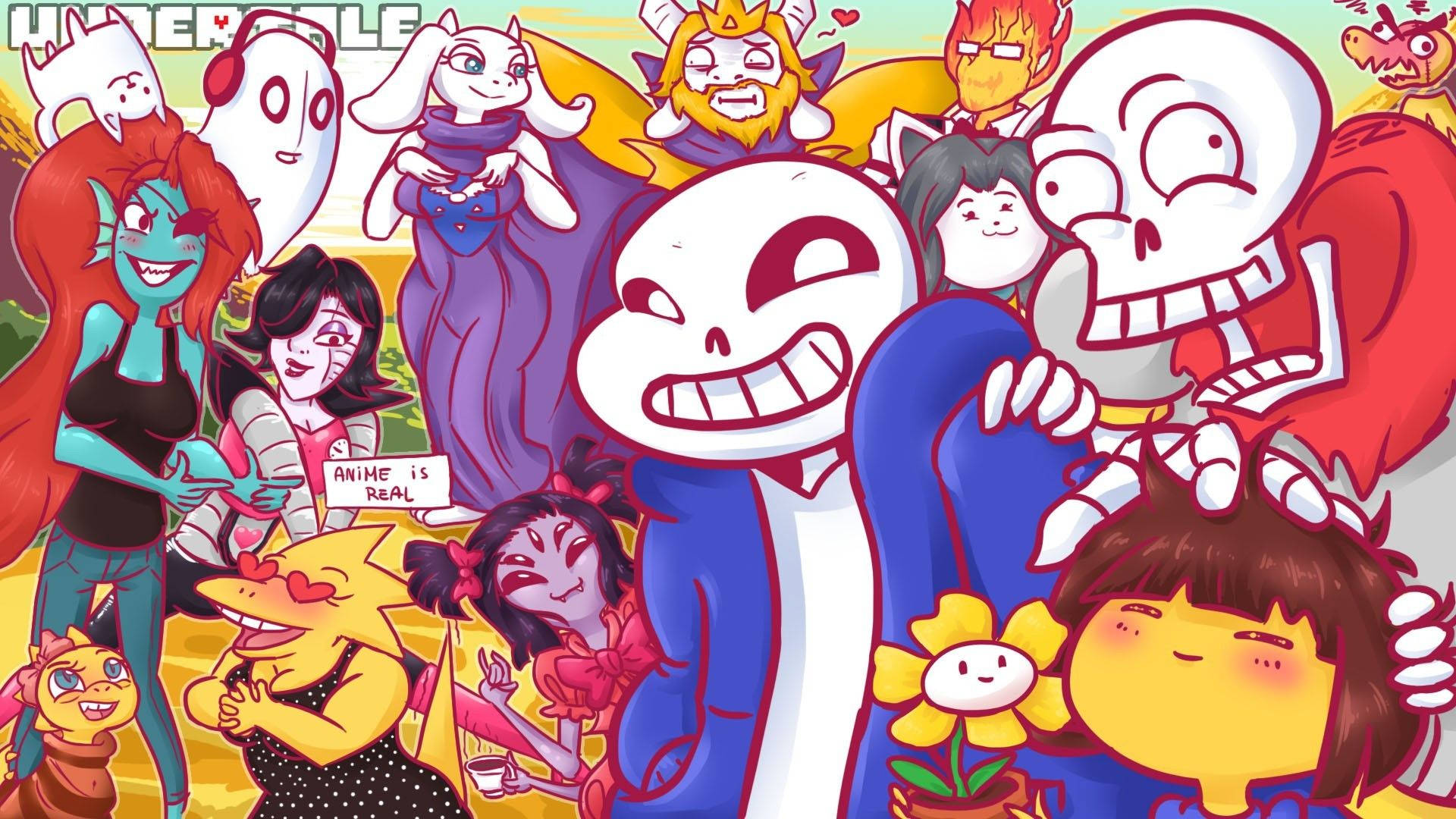 Undertale, skeleton, flower girl, Full HD Desktop Wallpaper