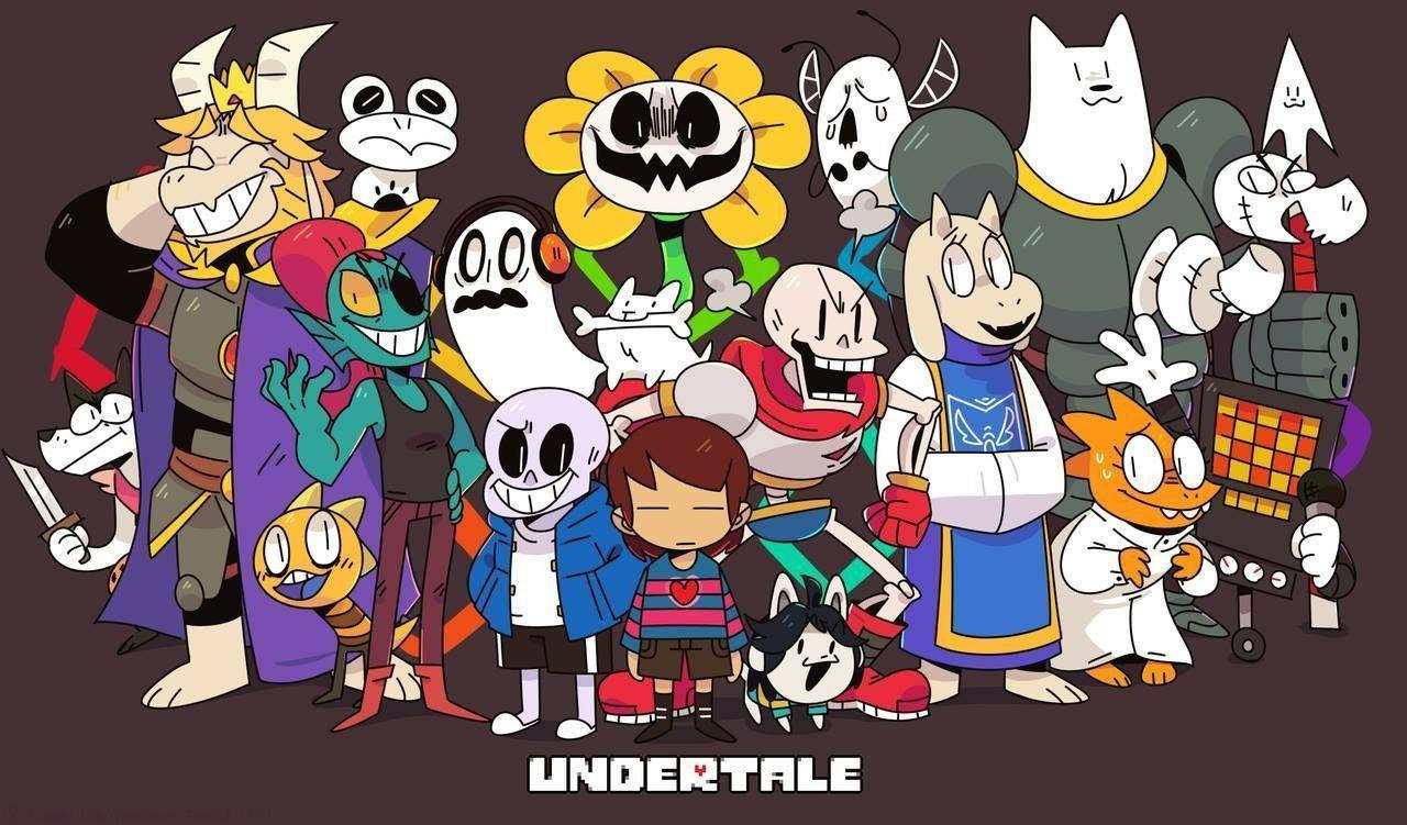 Undertale, vibrant group of Undertale characters, colorful cartoon illustration, HD Desktop Wallpaper