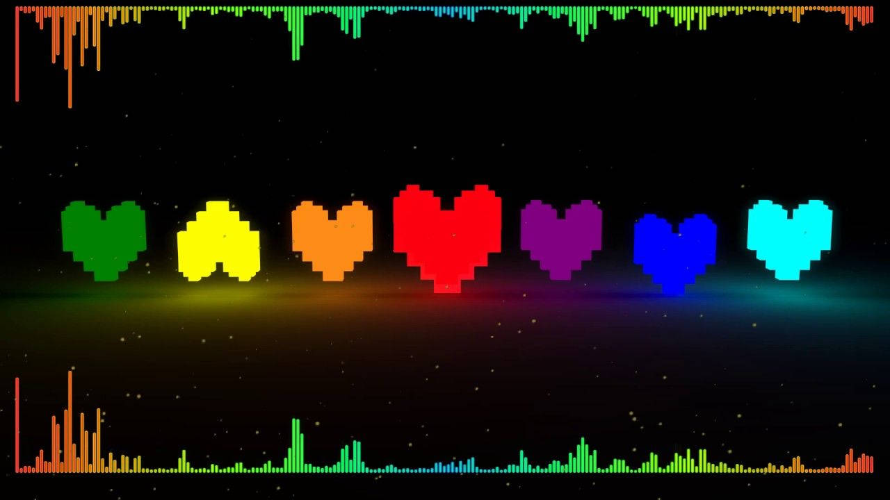 Undertale, 8bit hearts, rainbow hearts, HD Desktop Wallpaper