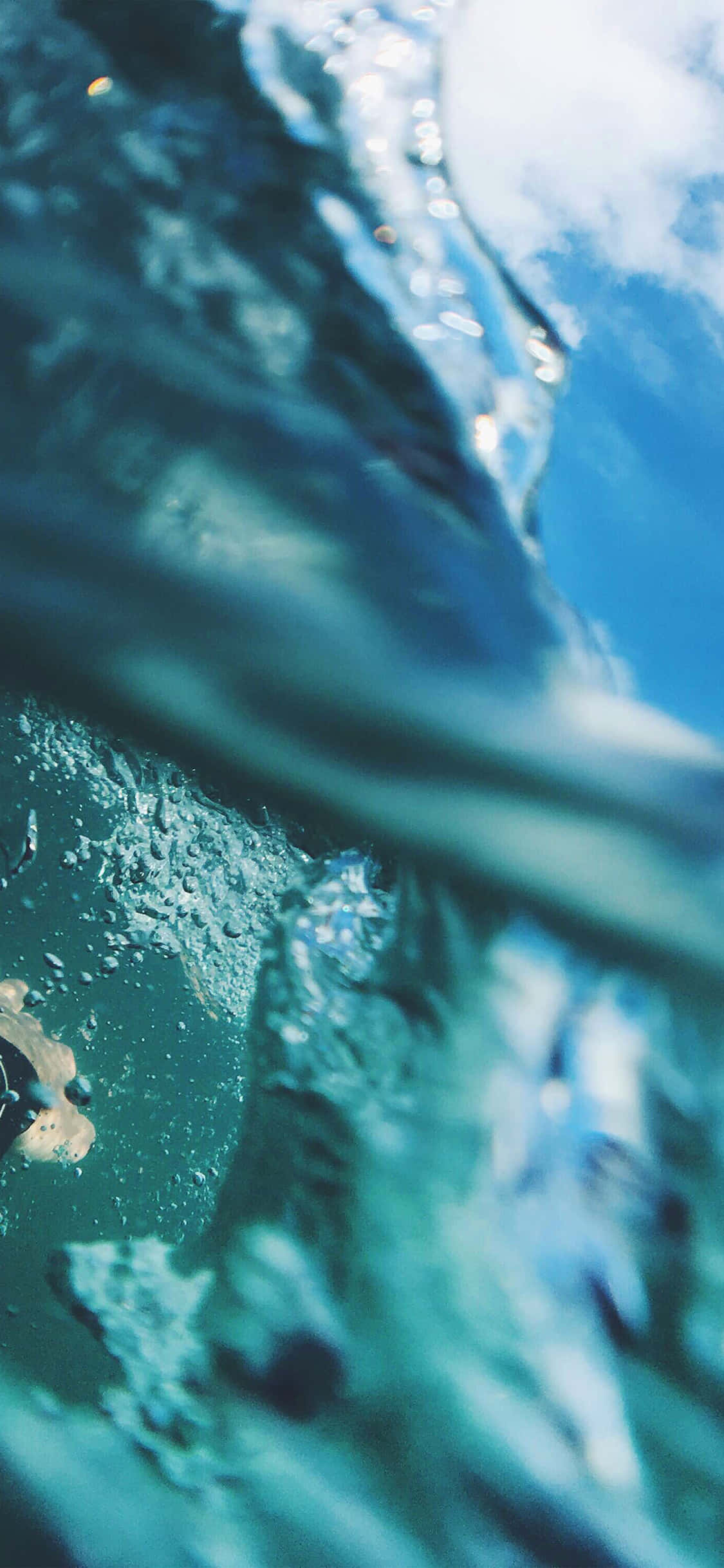 Underwater iPhone, blue water, bright sky, Full HD Phone Wallpaper
