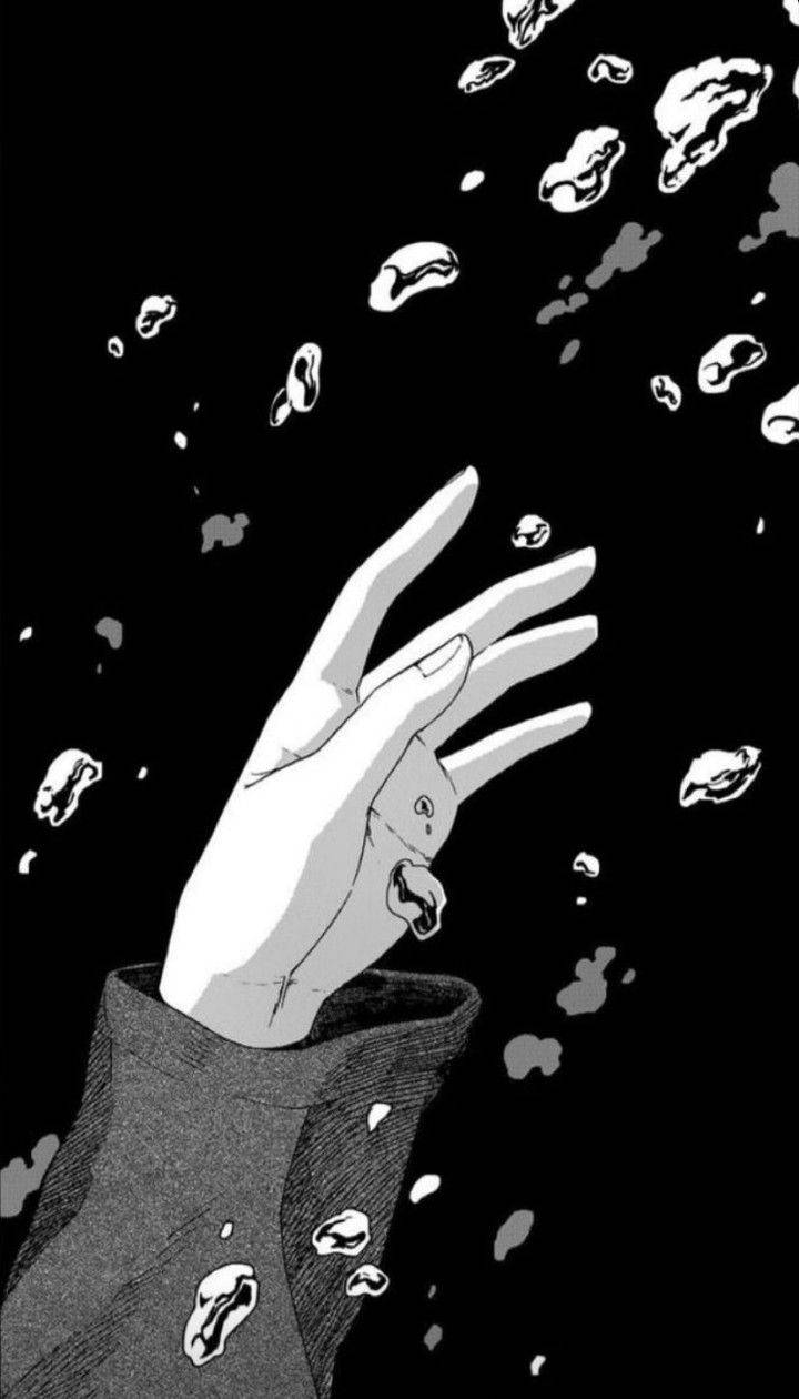anime, black and white, hand reaching out, SD Phone Wallpaper