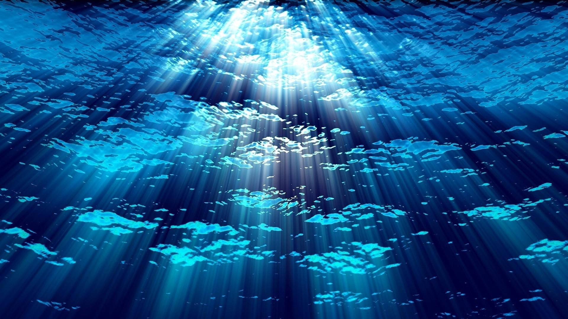 sun rays, ocean surface, rippling water, Full HD Desktop Wallpaper