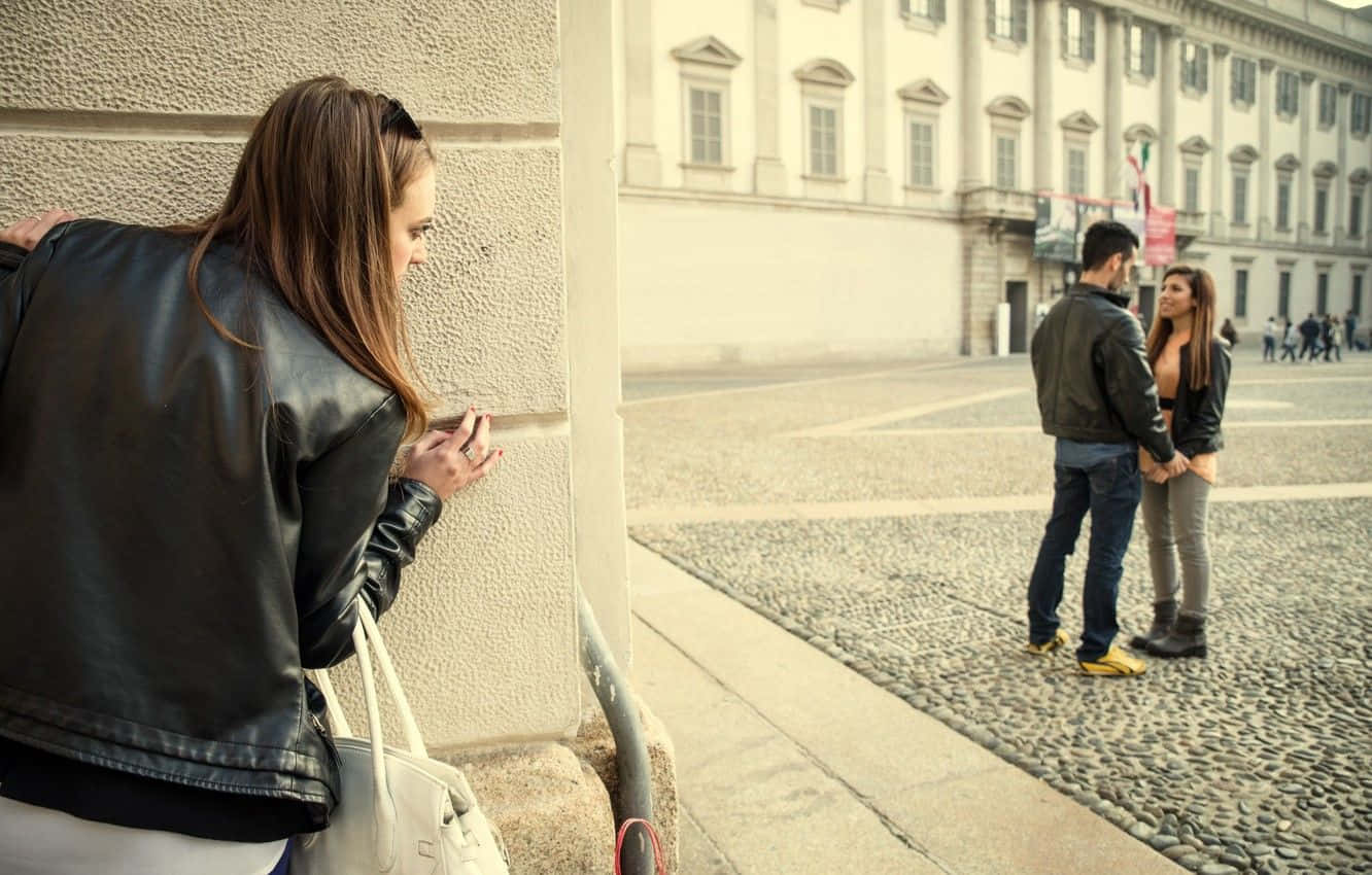 Unfaithful Boy, black leather jacket, stone wall, HD Desktop Wallpaper
