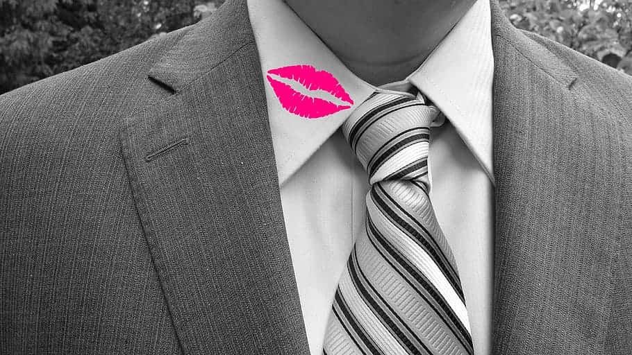 Unfaithful, kiss mark, black and white suit, SD Desktop Wallpaper