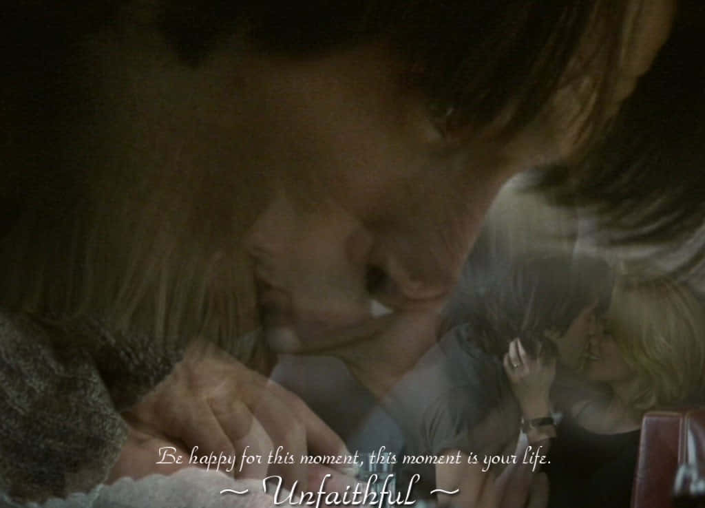 Unfaithful, translucent ghostly overlay, couple kissing, SD Desktop Wallpaper
