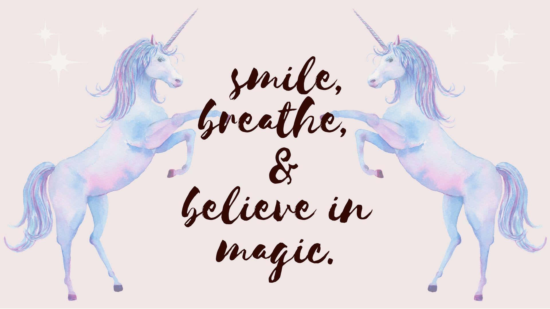 unicorn aesthetic, pastel watercolor unicorns, soft pink background, Full HD Desktop Wallpaper