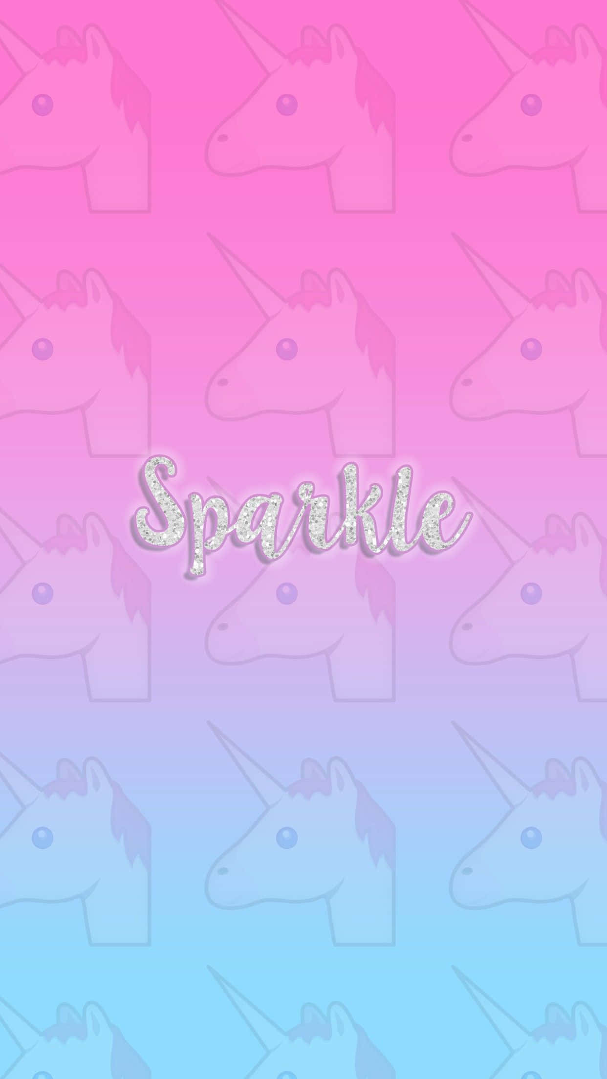 unicorn heads, glittery sparkle text, gradient pink to blue, Full HD Phone Wallpaper