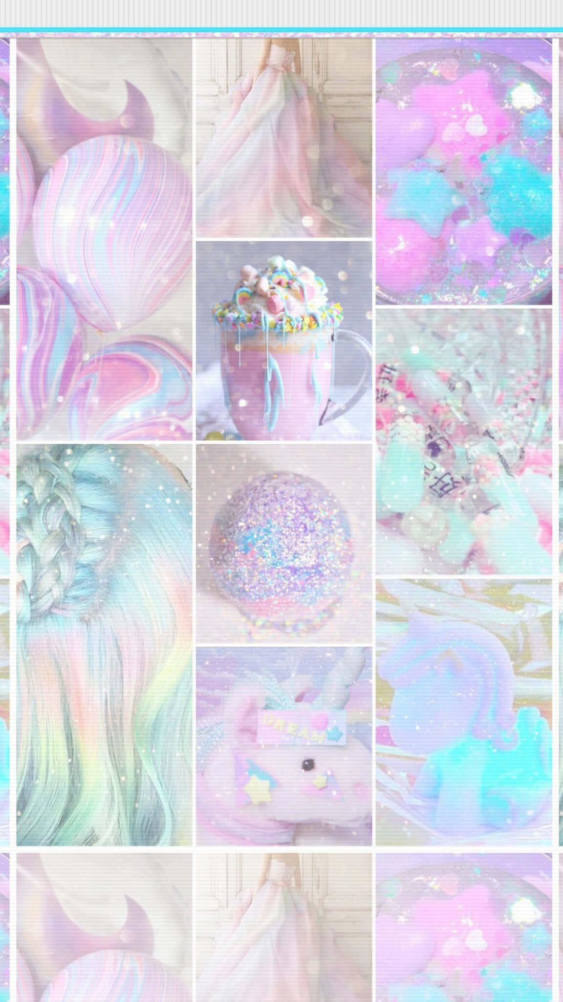 Unicorn Aesthetic, pastel unicorn-themed items, glittery drinks, Full HD Phone Wallpaper